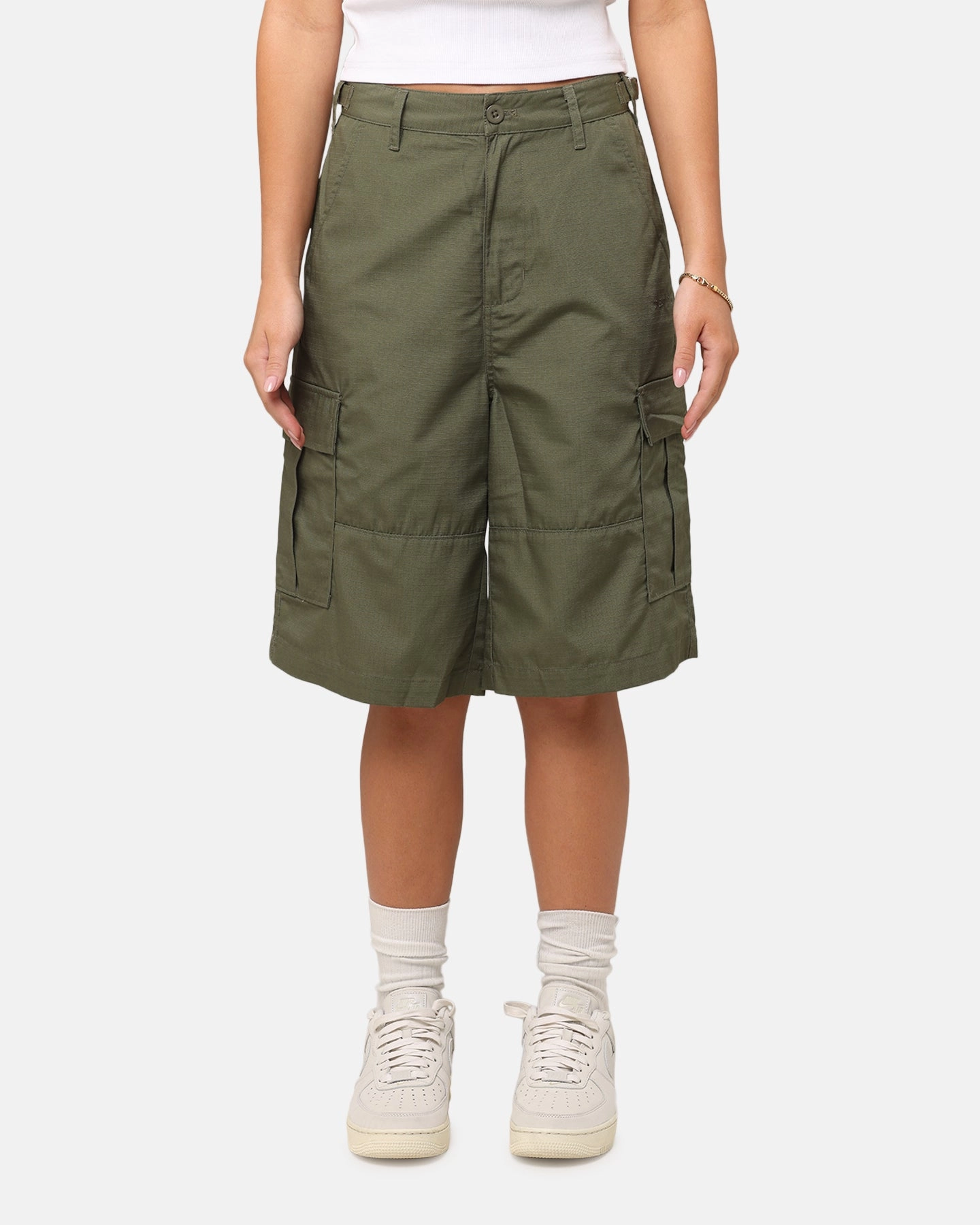X-Girl Women's Easy Cargo Shorts Flight Green Chic Design Wear Cooling Fabric