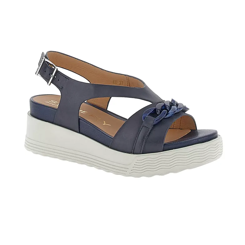 Casual Footwear Foot-Friendly Shoes Stonefly sandalo casual da donna con zeppa Parky 28 Calf in pelle con catena 220903-05H blu
