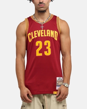 Flexible Hemline Cool Fit Mitchell & Ness Cleveland Cavaliers Lebron James 2015 Dark Jersey Burgundy