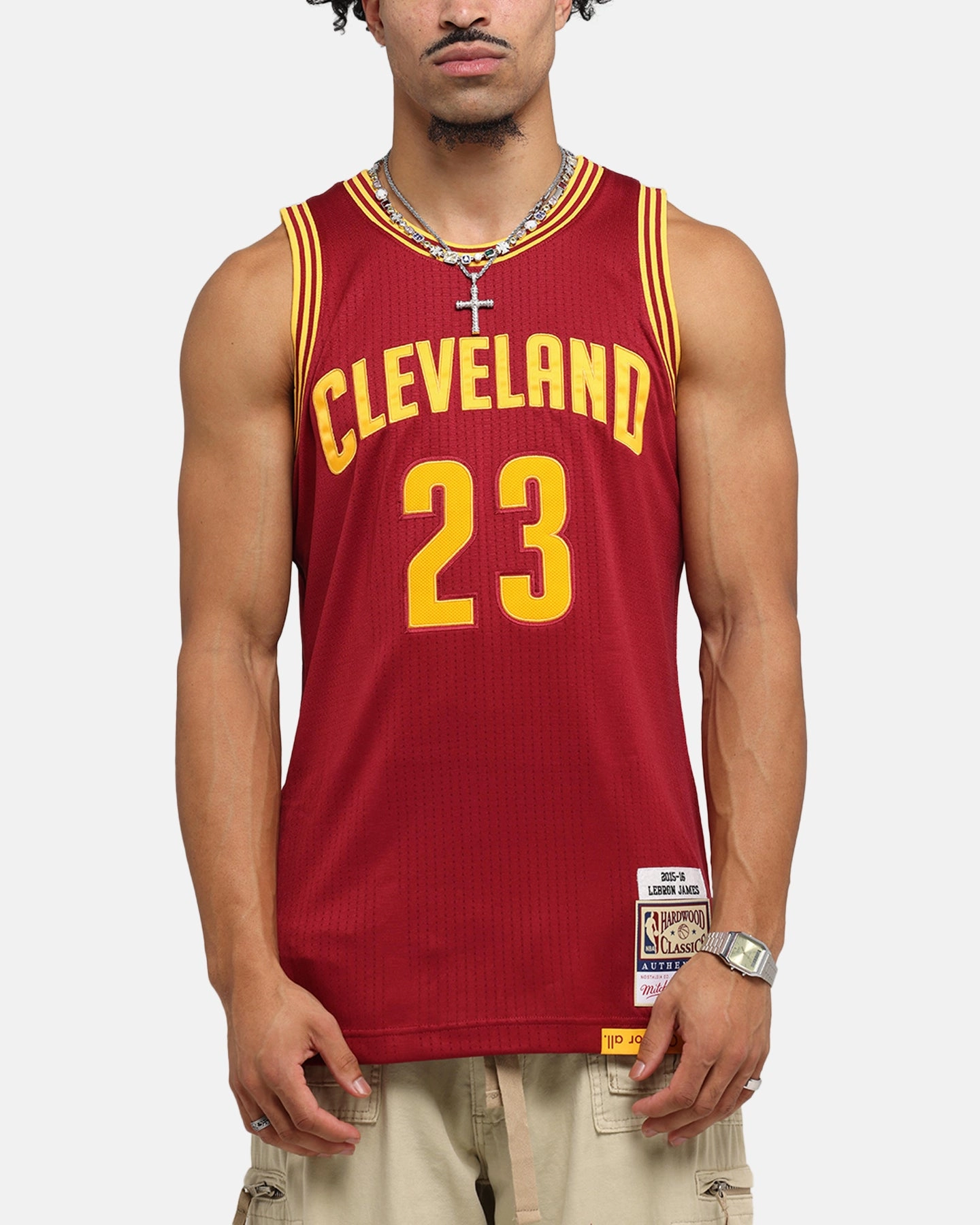 Flexible Hemline Cool Fit Mitchell & Ness Cleveland Cavaliers Lebron James 2015 Dark Jersey Burgundy