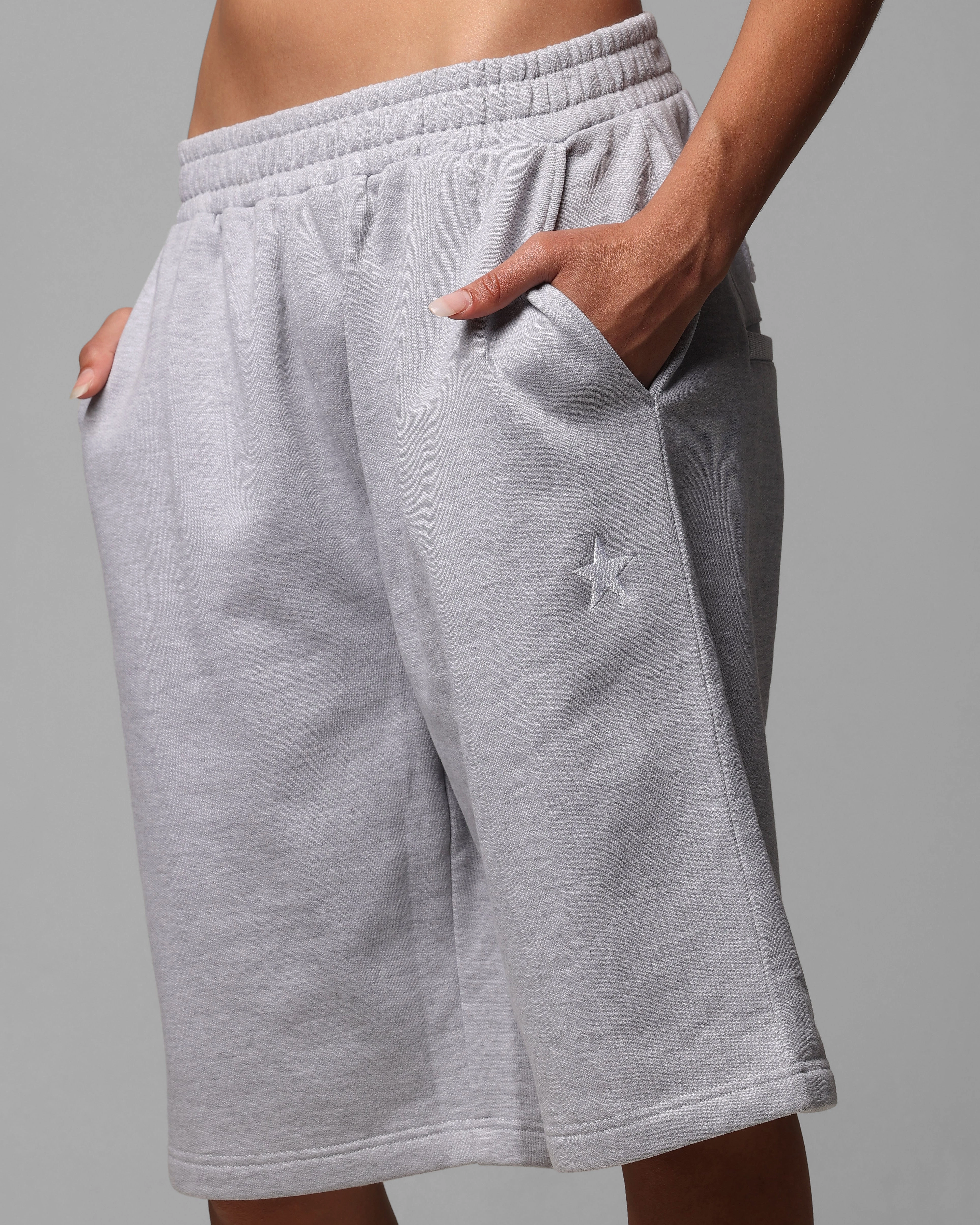 Lightweight Weave Loiter Premium Essentials Sweat Shorts Grey Marle