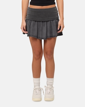 Contrast Trim Quick Slip XXIII Women's Rib Mini Skirt Washed Black