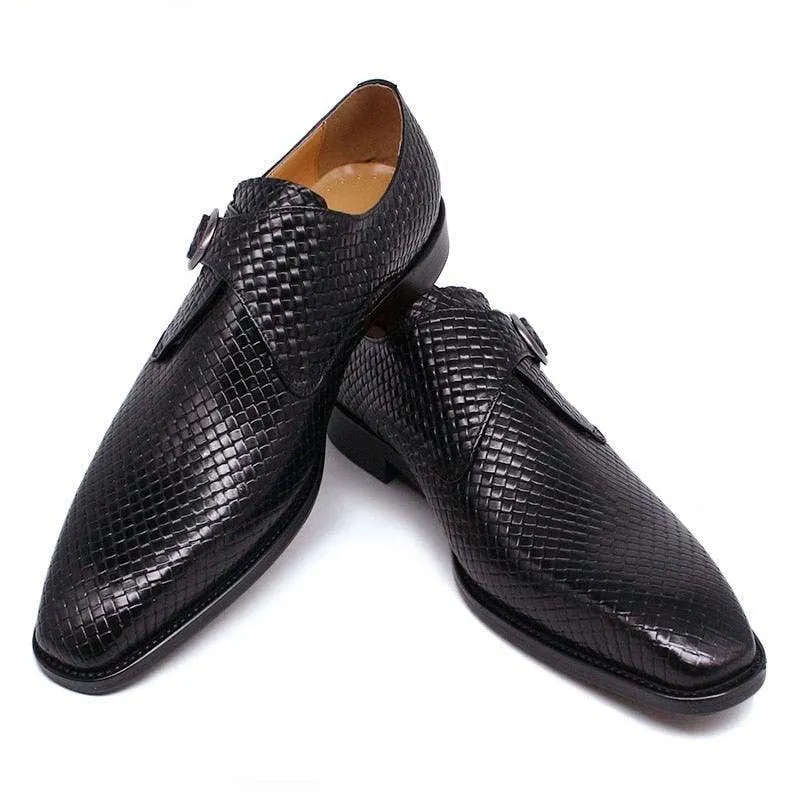 DW Men's Monk Strap Genuine Leather Dress Shoes