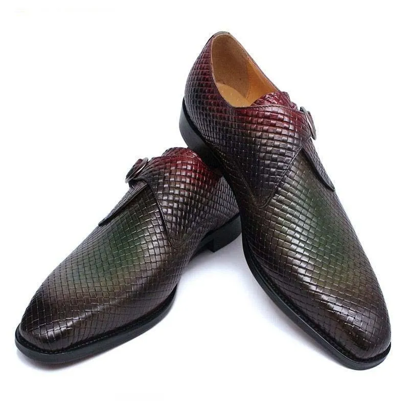 DW Men's Monk Strap Genuine Leather Dress Shoes