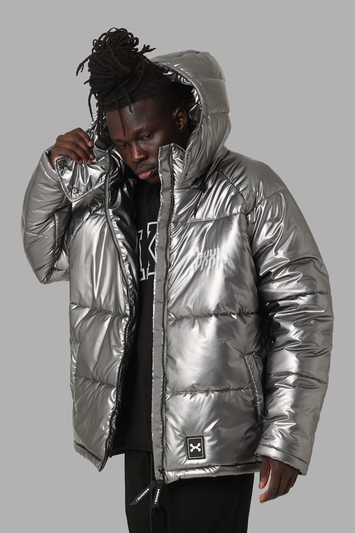 Stretch Panels Occasion DXXMLife L-6 A Chrxme Puffer Jacket Silver
