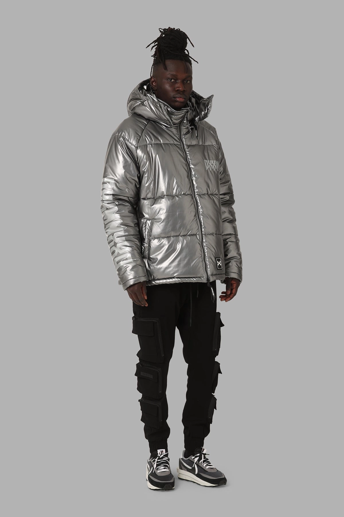 DXXMLife L-6 A Chrxme Puffer Jacket Silver Clue Soft Interior