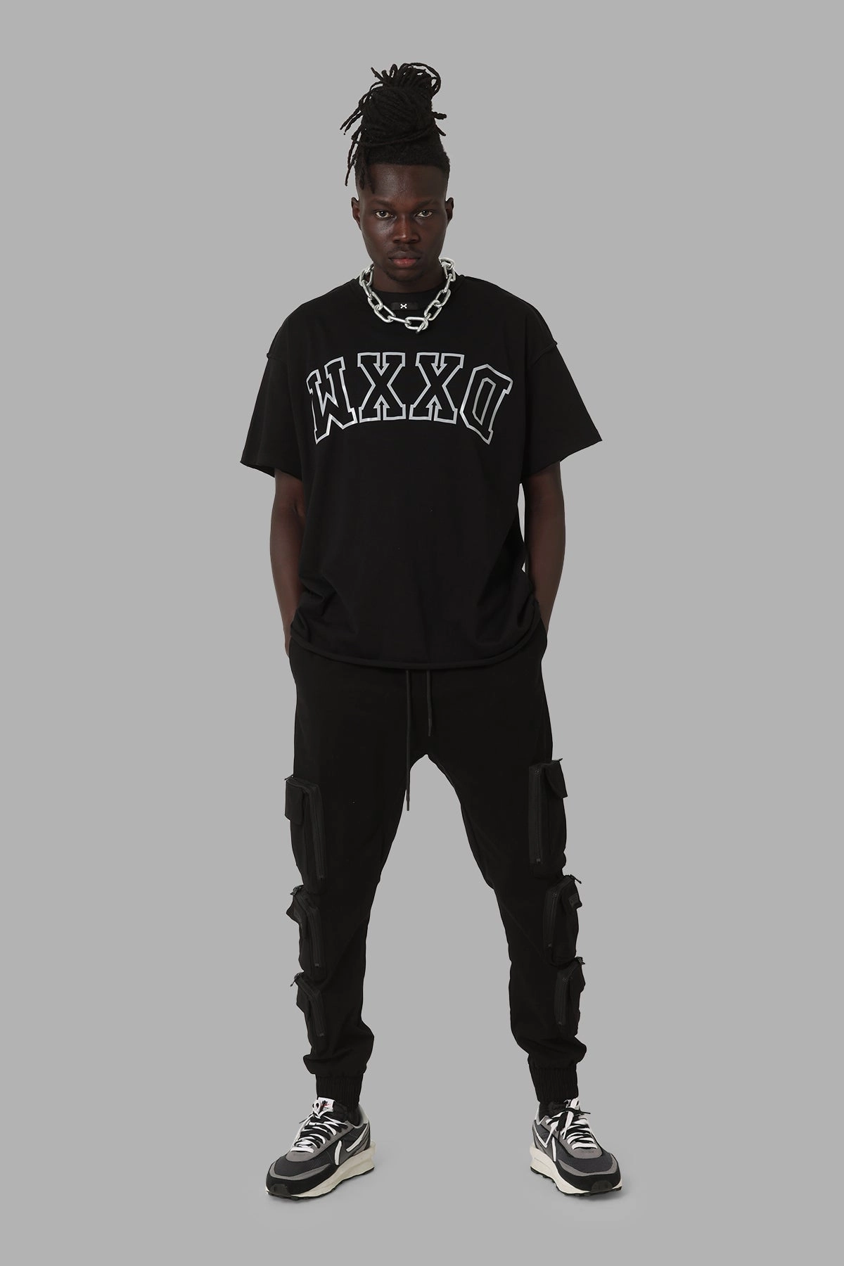 Reinforced Collar Comfortable clothing DXXMLife L-6 A Hi Vis Oversized T-Shirt Black