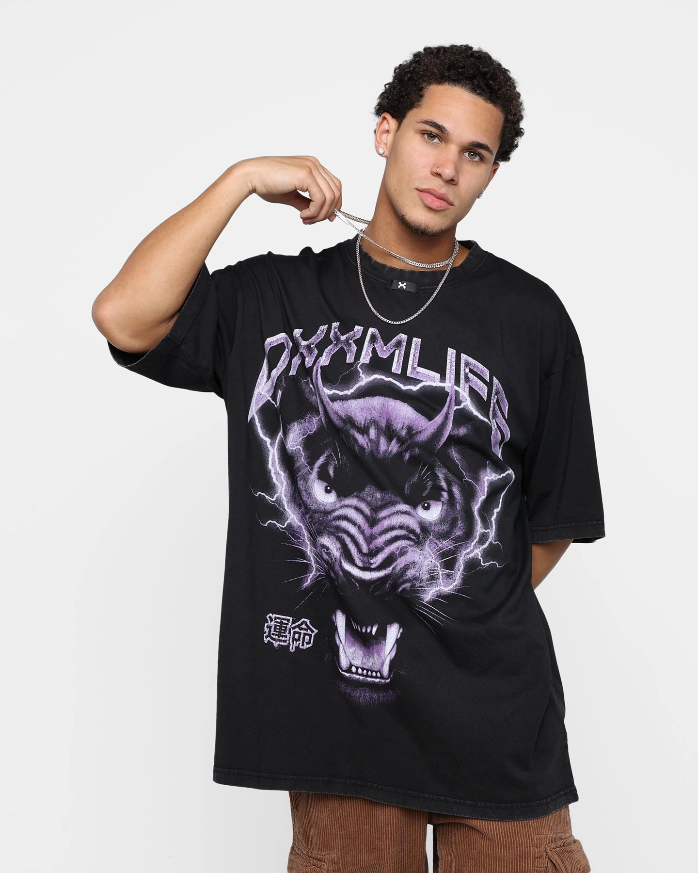 Athletic Comfort Wear DXXMLIFE Panther Oversized Vintage T-Shirt Vintage Black