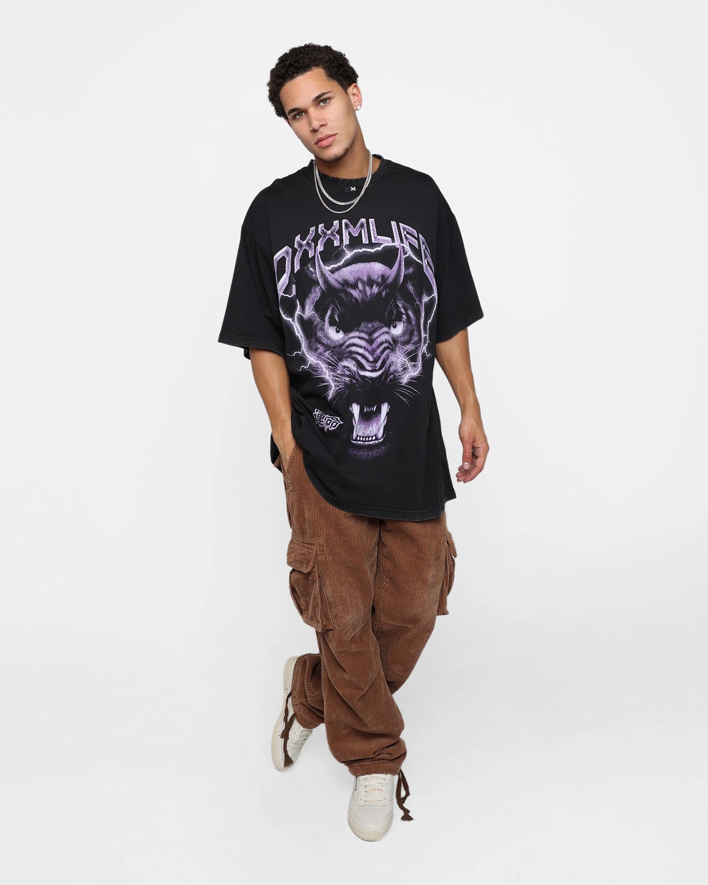 Formal Style DXXMLIFE Panther Oversized Vintage T-Shirt Vintage Black