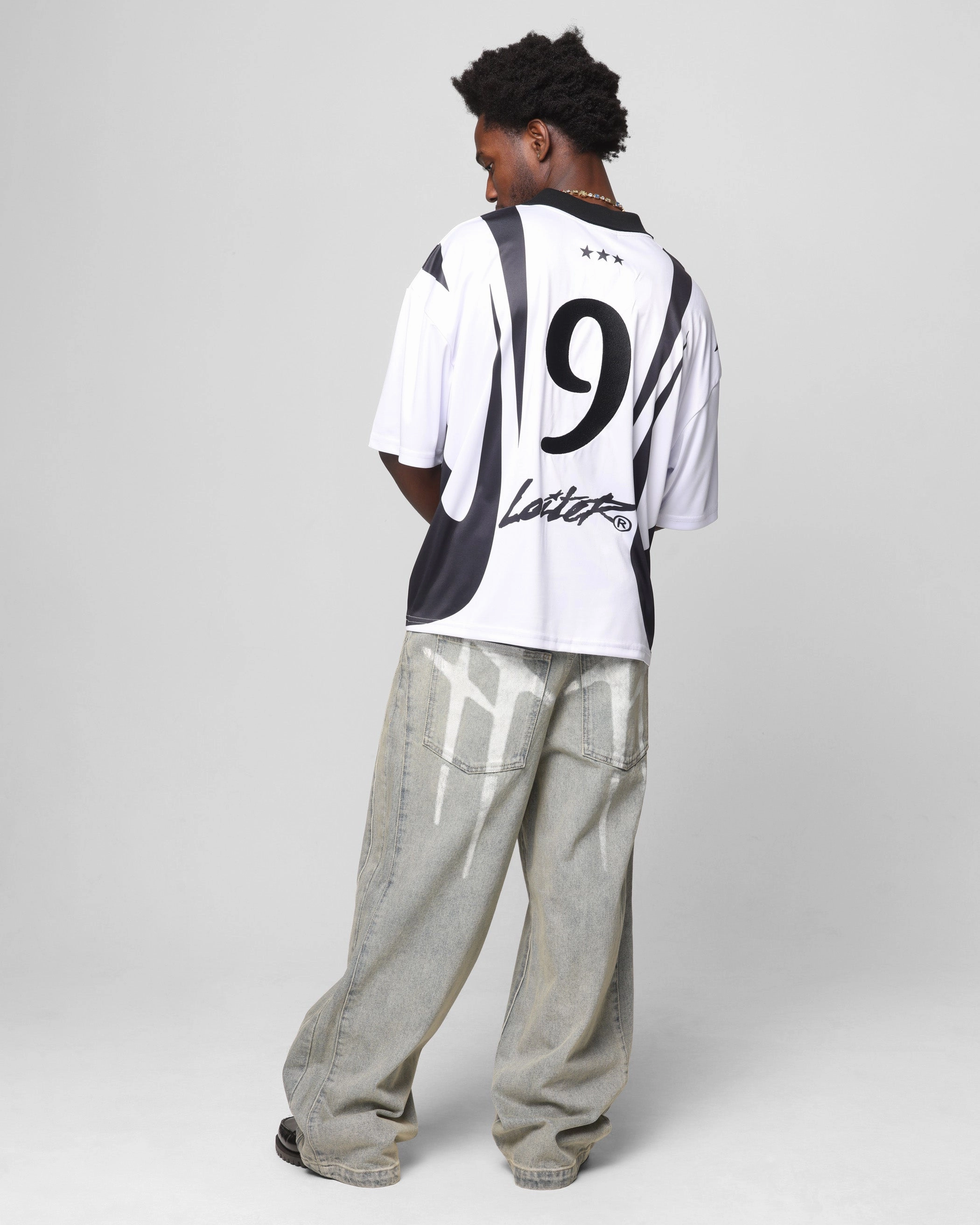 Loiter United Football Jersey White/Black Low Profile Seam Construction All Weather Adapt Fabric
