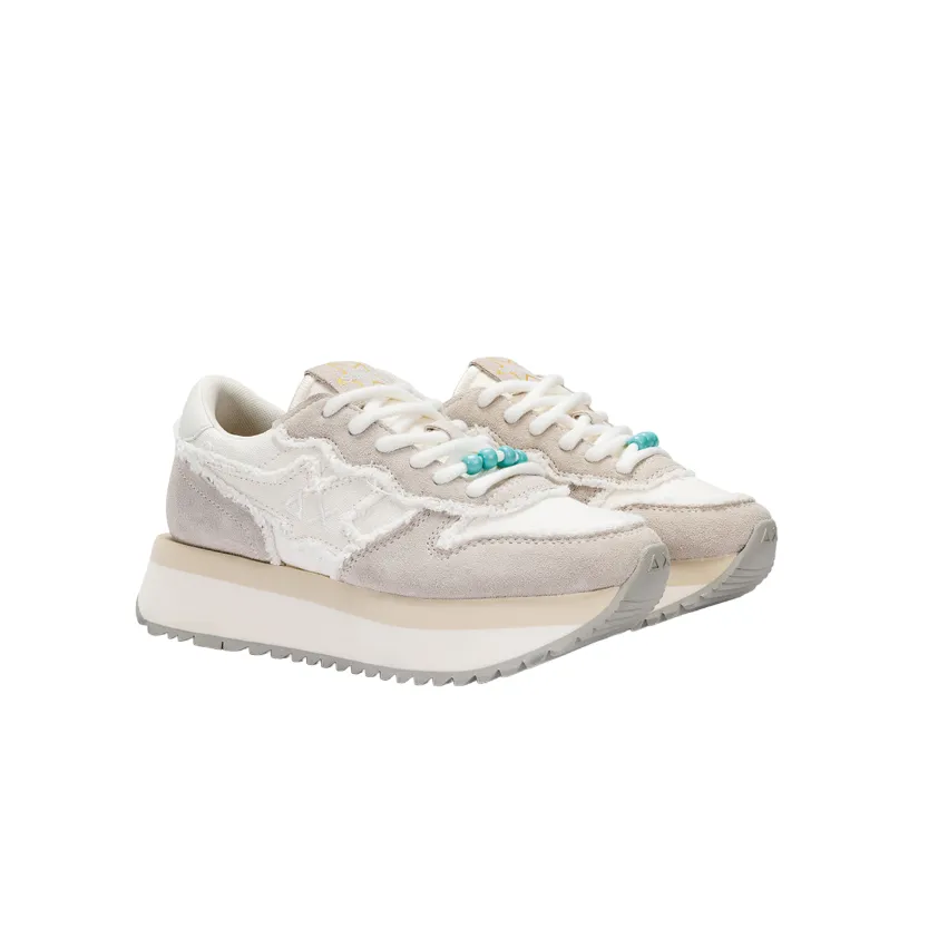 Sun68 scarpa sneakers da donna Big Stargirl Z34216 31 bianco panna carbon - fiber - feature shoes