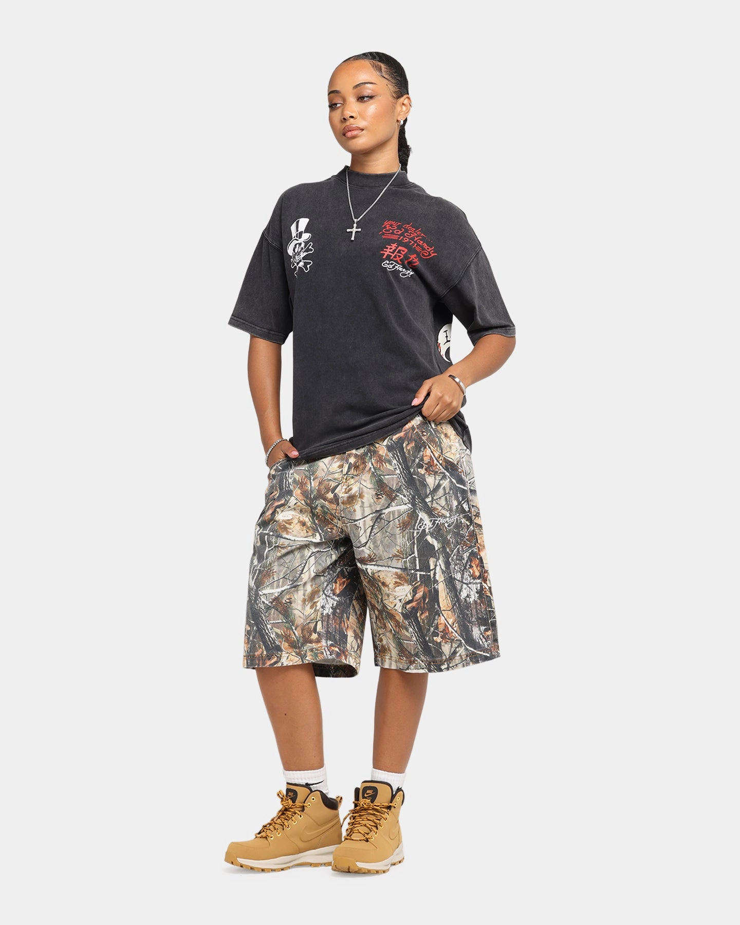 Soft Layering Ed Hardy Love Kills Oversized T-Shirt Black