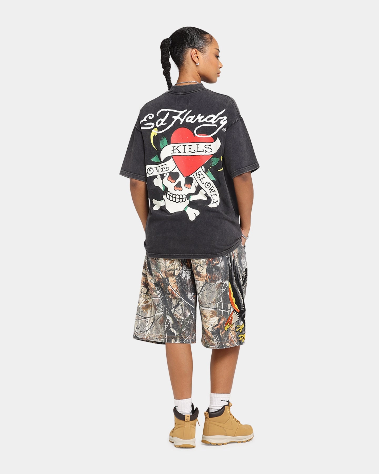 Ed Hardy Love Kills Oversized T-Shirt Black Abstract mystery