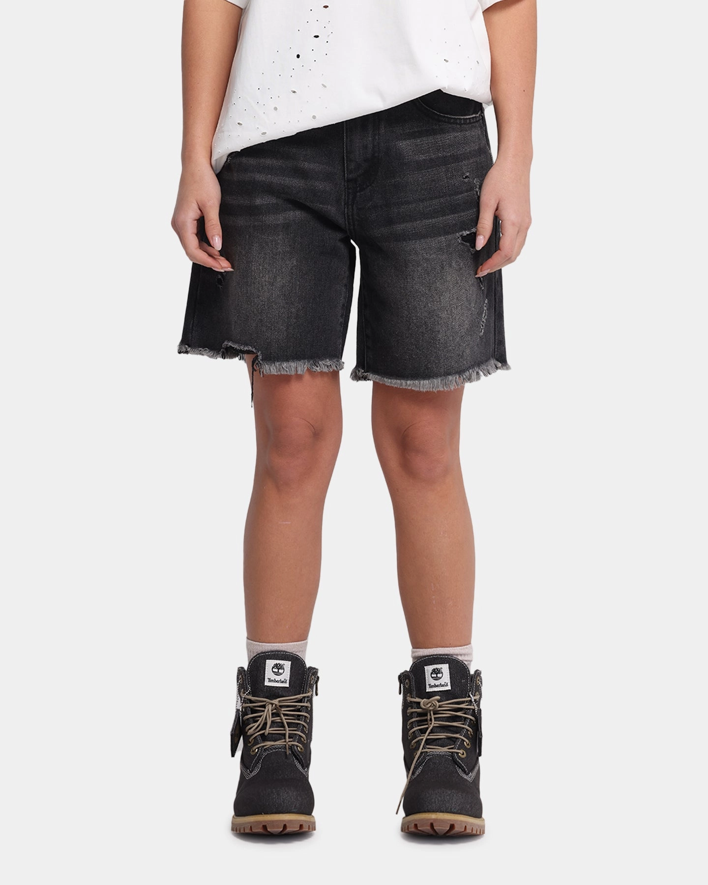 XXIII Women's Relaxed Denim Shorts Washed black Workwear