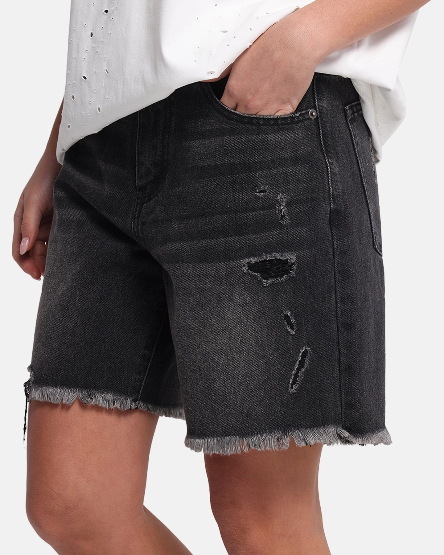 Comfort Flex SeamlessPocketDesign XXIII Women's Relaxed Denim Shorts Washed black