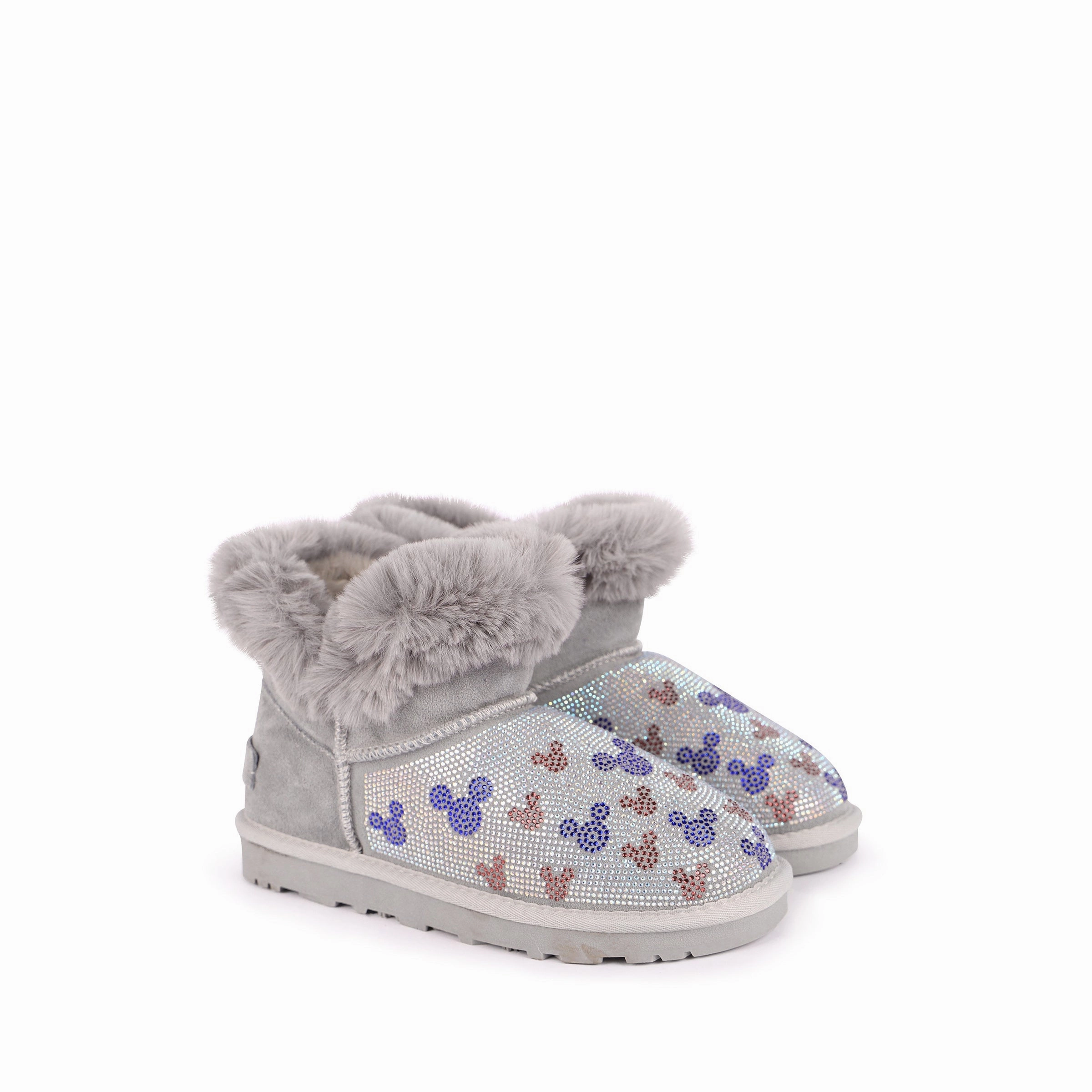 Grey Microstud Mickey Winter Boots ReflectiveDetails Neutral Cushioning