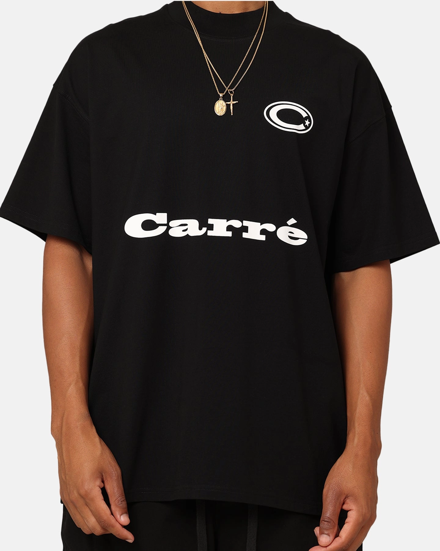 Carre C Star Oversized T-Shirt Black ReinforcedShoulderPanels Pullover