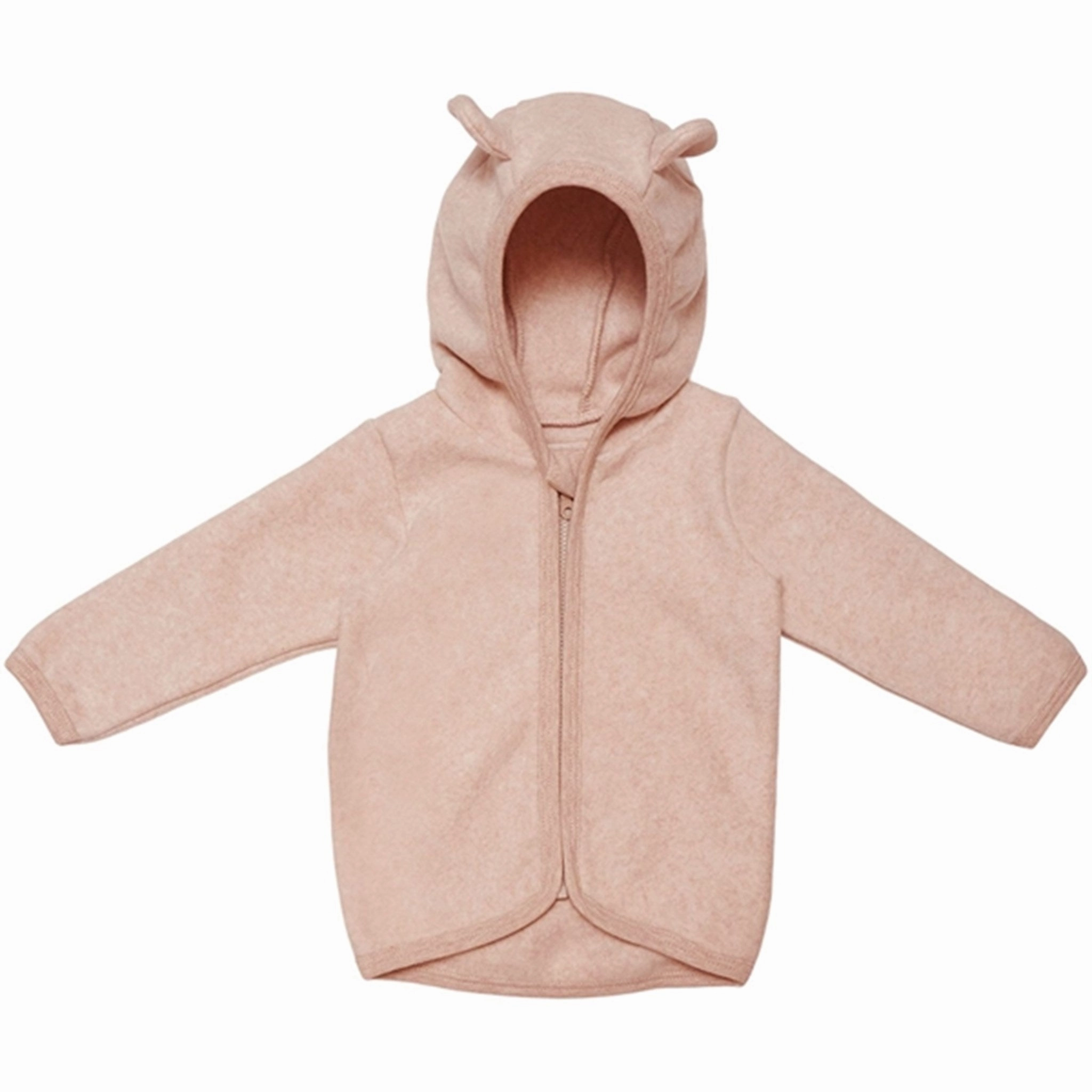 Huttelihut Jacket Ears Cotton Fleece Fluffy Dusty Rose BreathableFabric