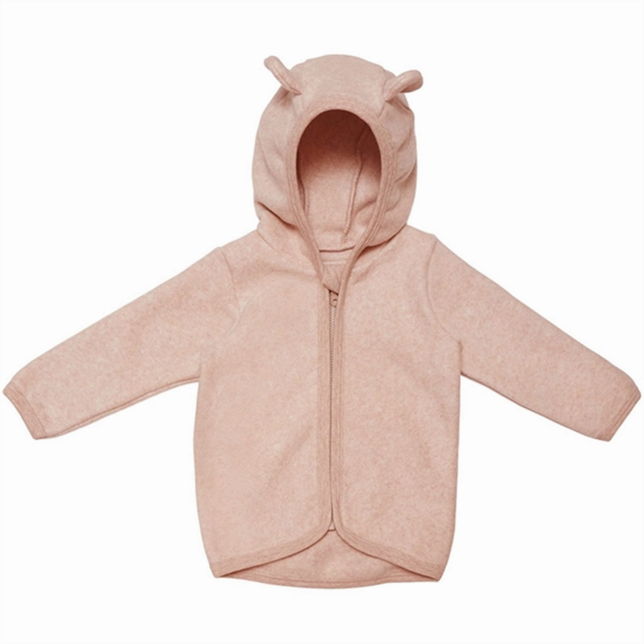 Huttelihut Jacket Ears Cotton Fleece Fluffy Dusty Rose Kangaroo Pocket