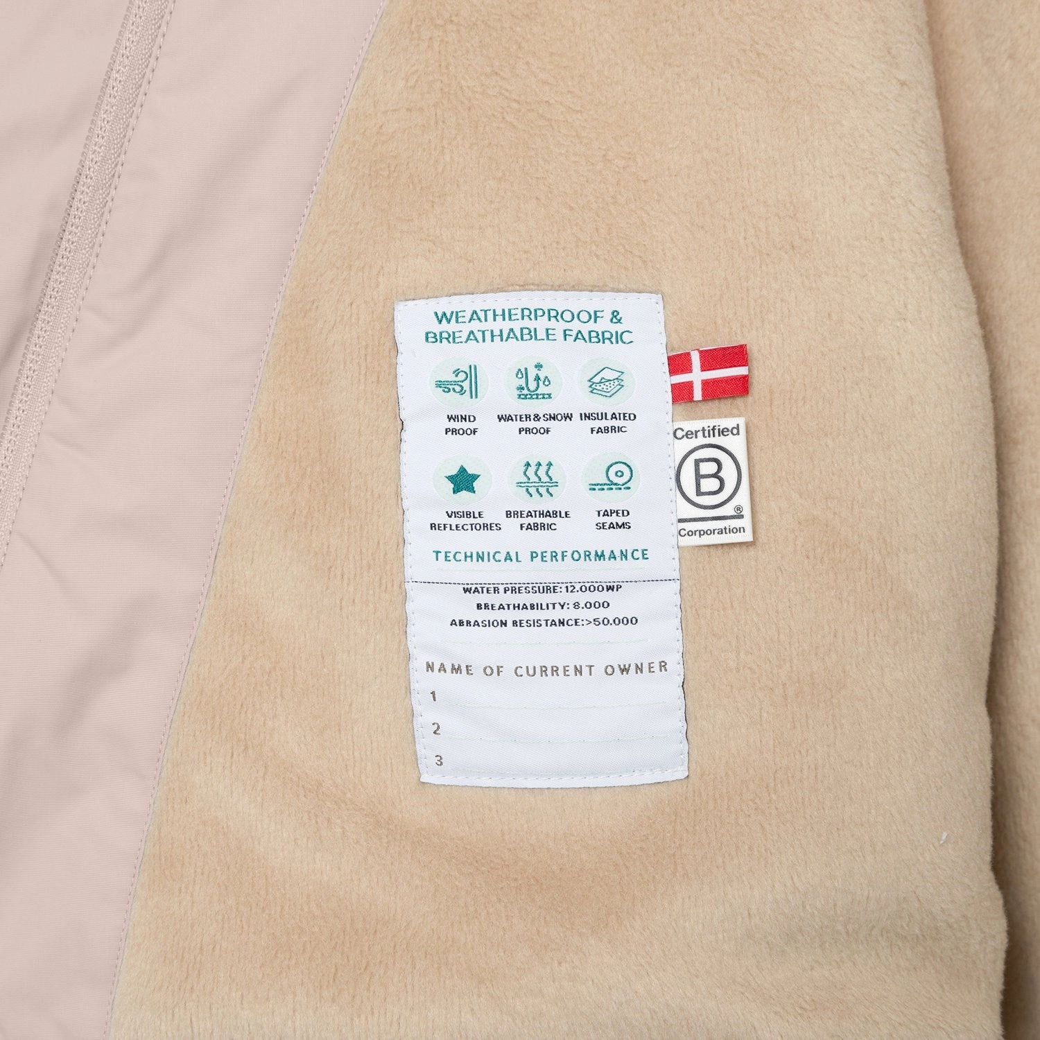 Anti Pilling Surface Treatment Mini A ture Cloudy Rose Matwang Fleece Lined Winter Jacket. GRS