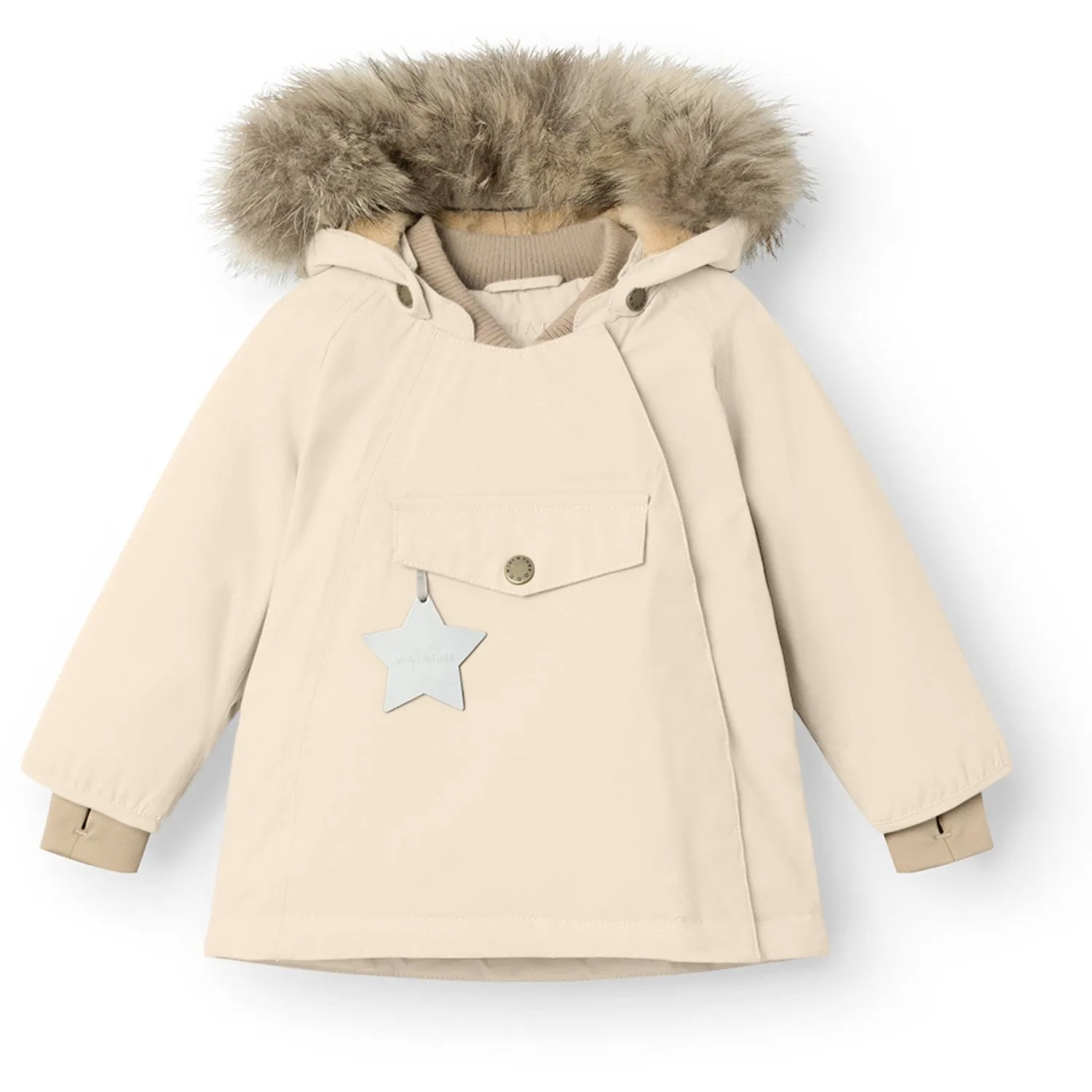 Mini A ture Angora cream Wang Fleece Winter Jacket m. Fur Easy Clean Material New Cut