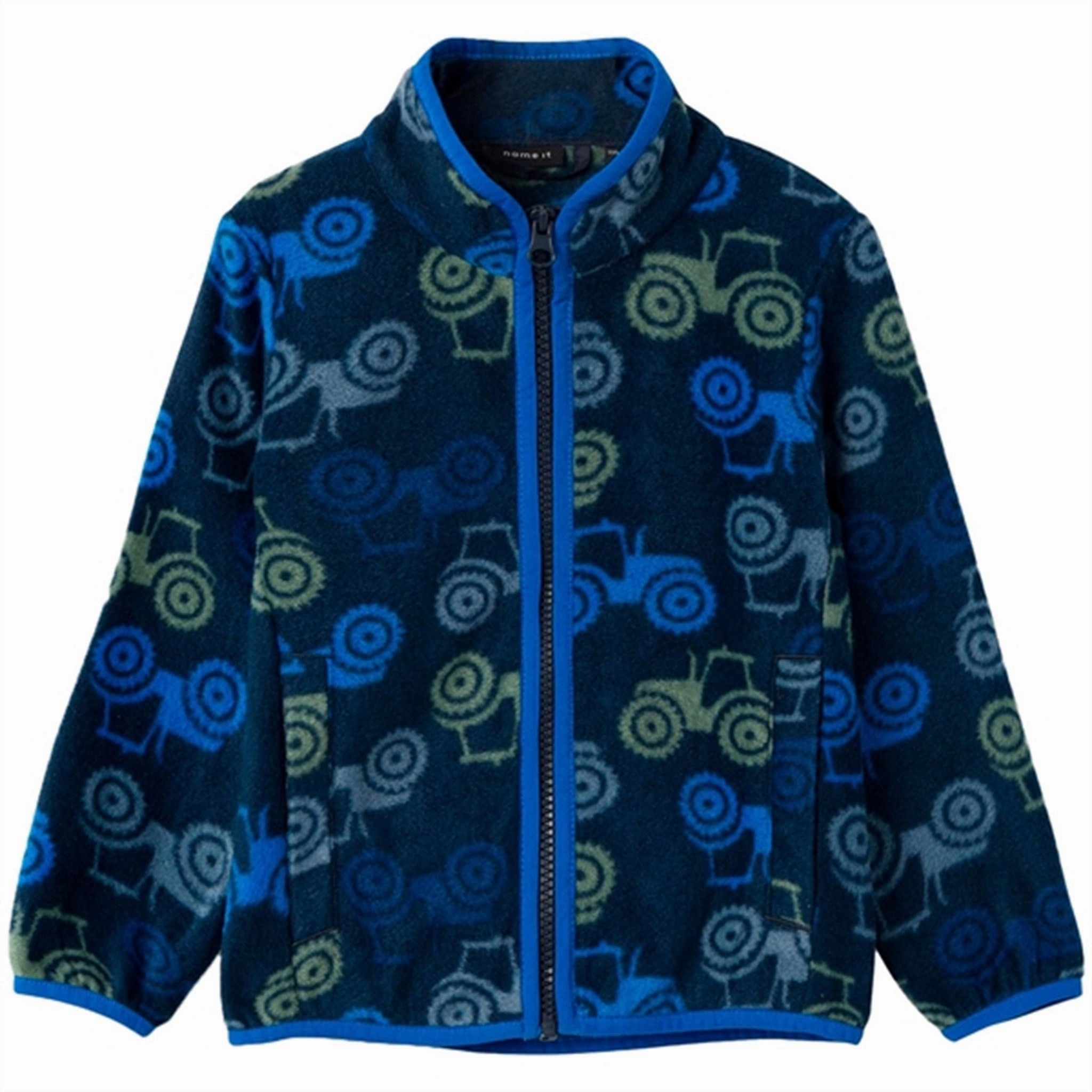 Name it Dark Sapphire Meeko Fleece Jacket AOP Urban Outdoor Look Stretchable Panels
