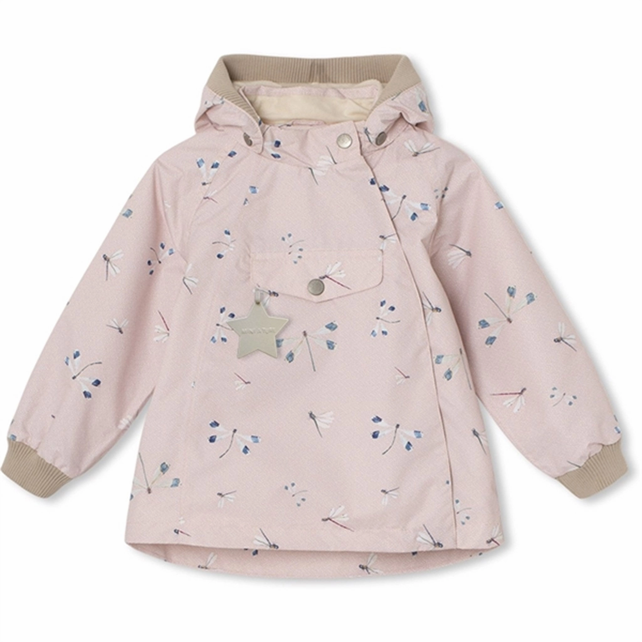 ripstop fabric MINI A TURE Wai Spring Jacket w/Fleece Lining Rose Dragonfly