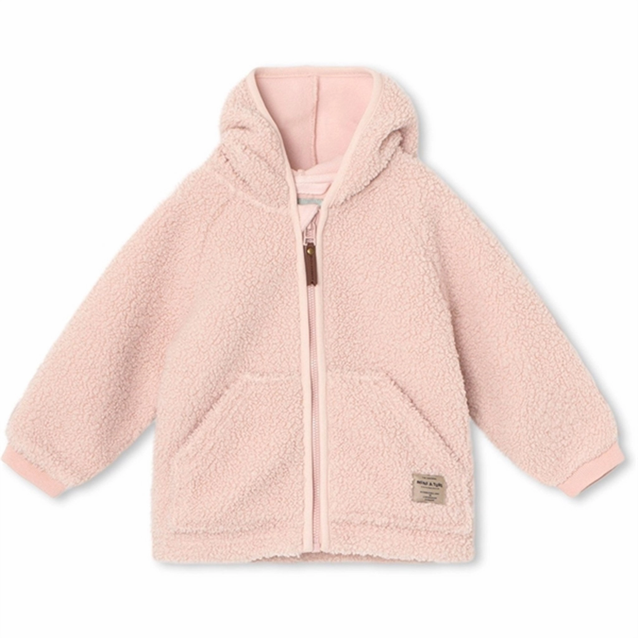 High Neck MINI A TURE Liff Teddy Fleece Jacket Rose Smoke