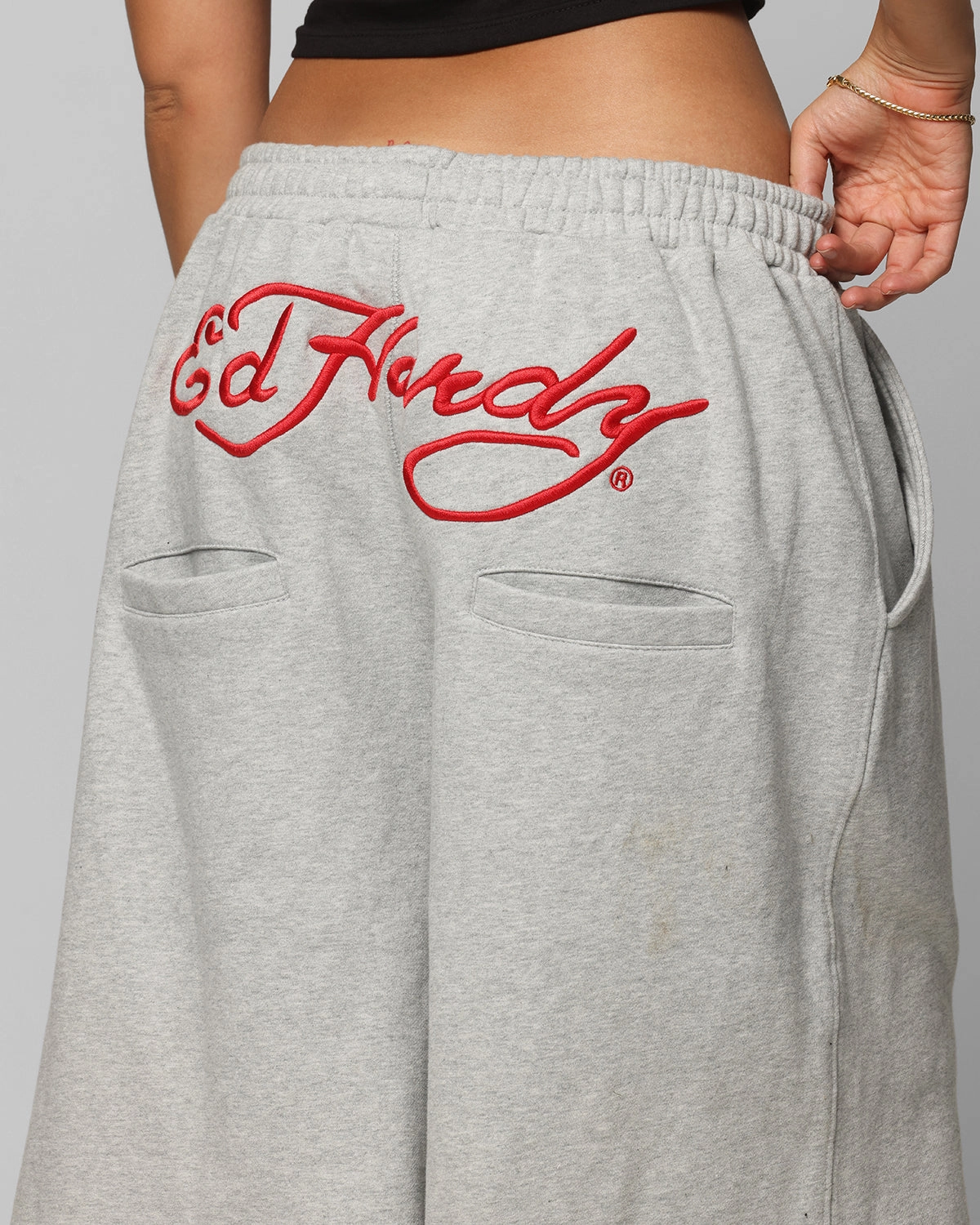 AbrasionGuardTape Ed Hardy Baggy Fleece Shorts Grey Marle
