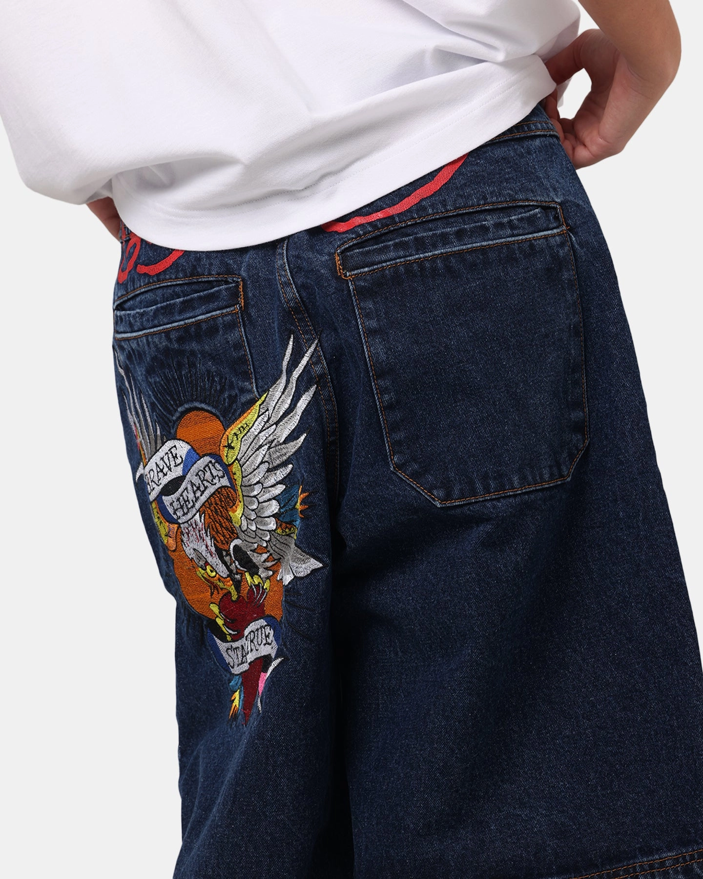 Lightweight Fabric Ed Hardy Brave Hearts Jorts Indigo