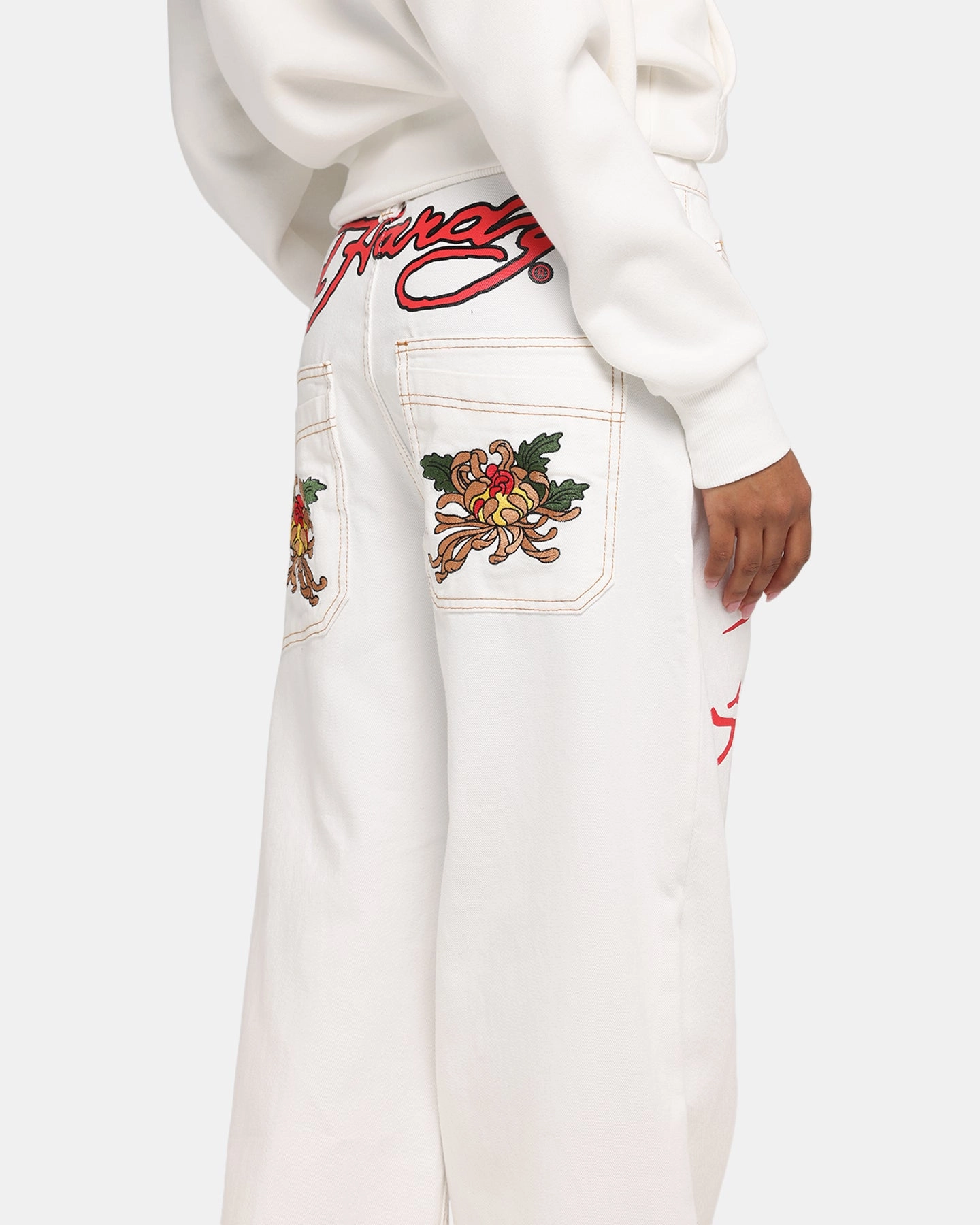 Abrasion Resistant Material Minimalist Fit Ed Hardy Death Before Dishonour Jeans Off White