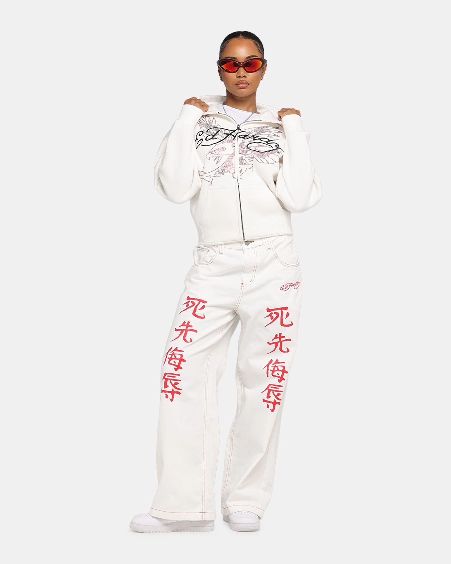 Ed Hardy Death Before Dishonour Jeans Off White FlexibleStretchWeave