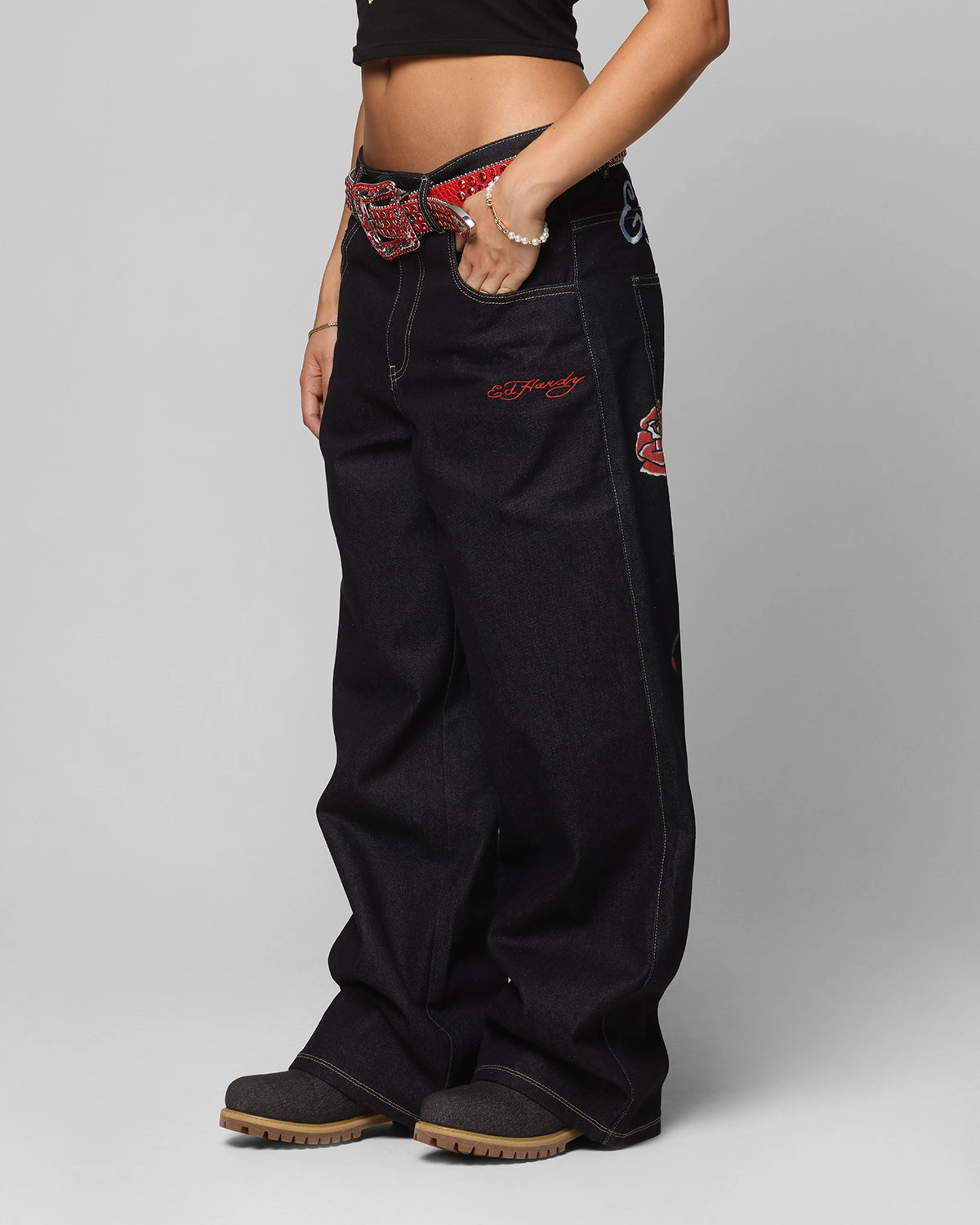 Travel Friendly Ed Hardy Denim Jeans Raw Indigo