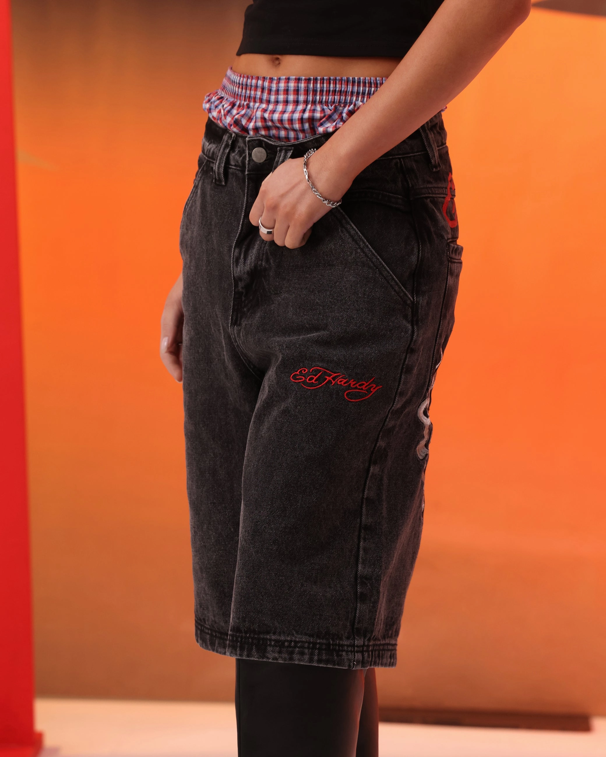 Quality Material Ed Hardy Devil Jorts Black
