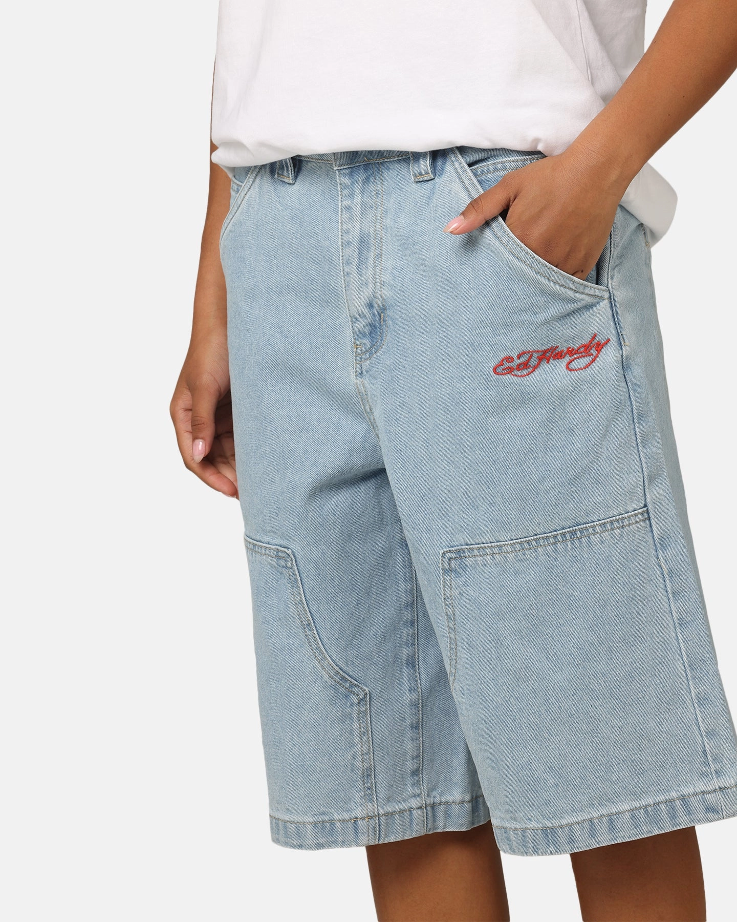 Ed Hardy Dragon Jorts Light Blue Stretchable Comfort Hiking Gear
