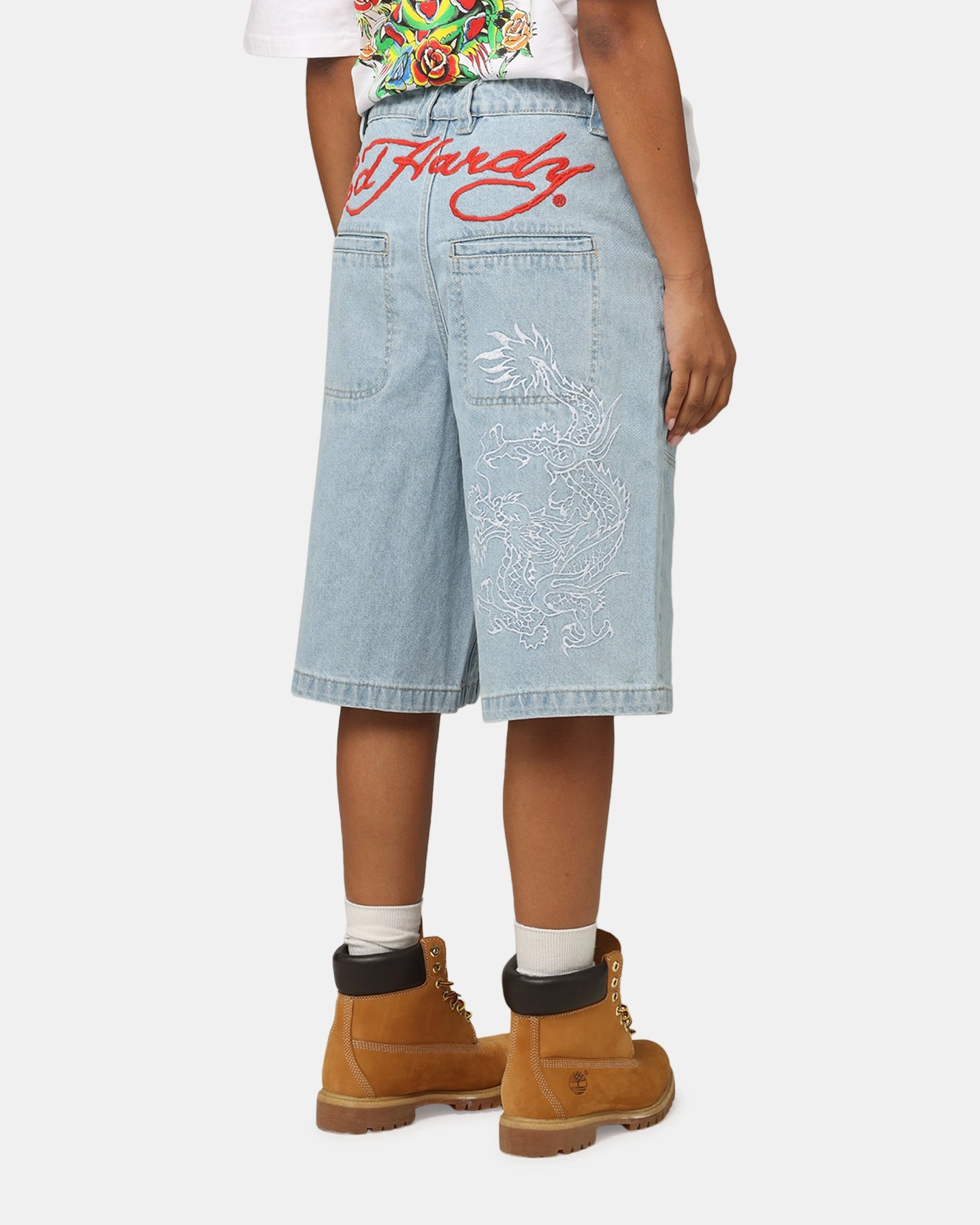Ed Hardy Dragon Jorts Light Blue Simple Fit