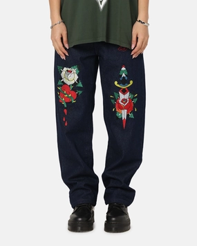 Odor Resistant Treatment Ed Hardy Once Wounded Jeans Dark Indigo