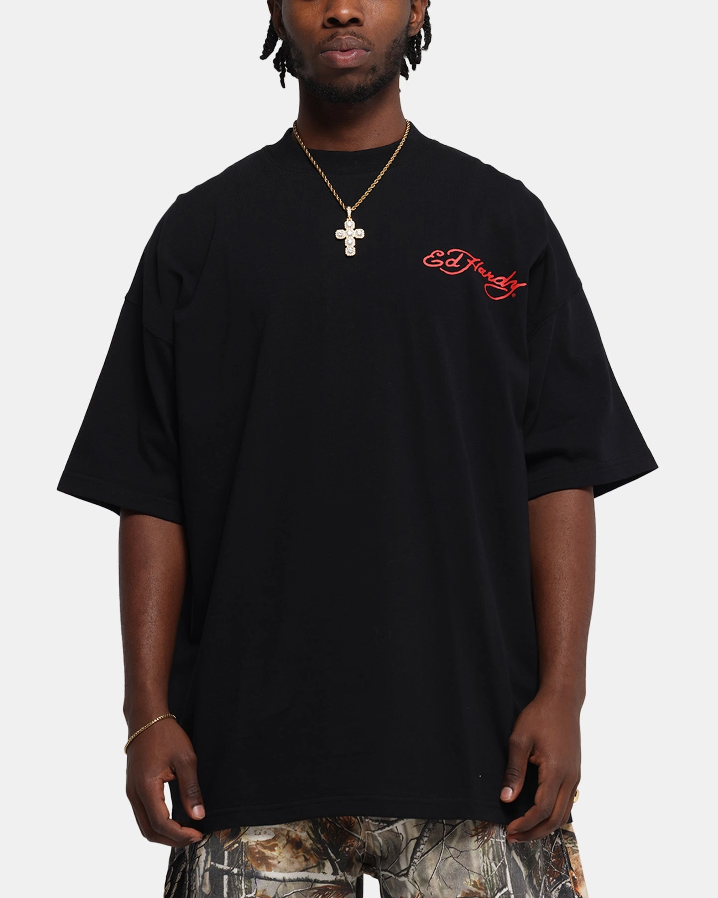 Ed Hardy Oversized Panther T-Shirt Black Modern Style