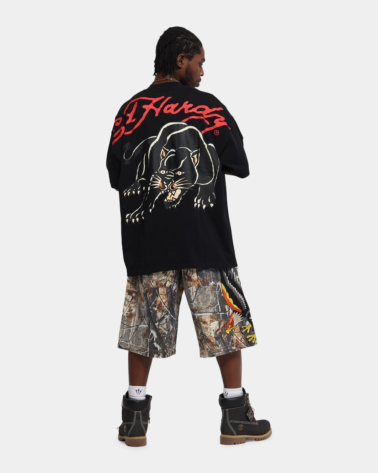 print design Comfortable clothing Ed Hardy Oversized Panther T-Shirt Black