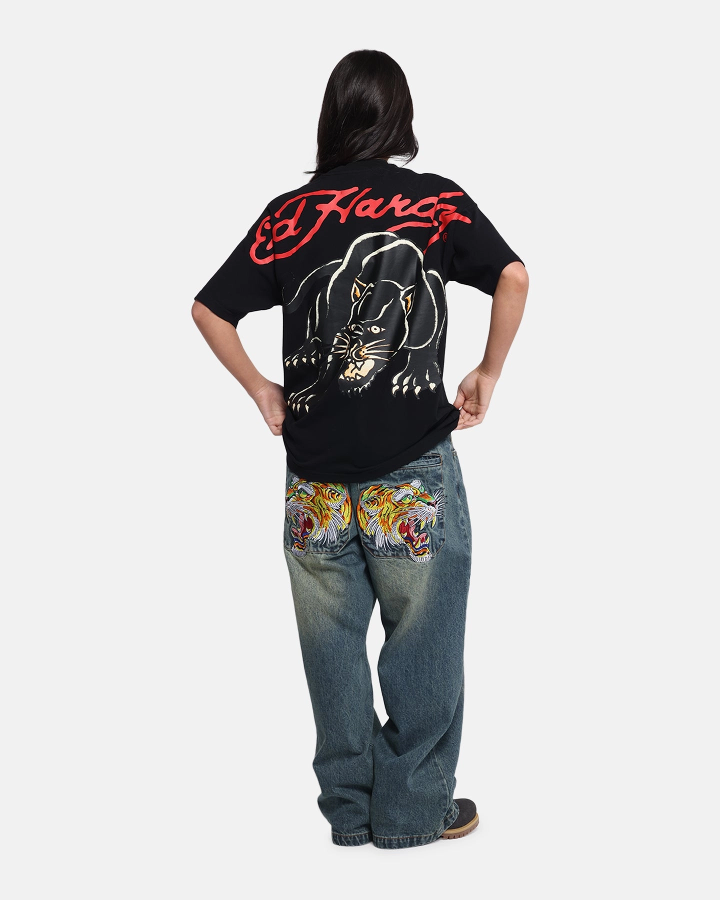 Comfy Apparel Ed Hardy Oversized Panther T-Shirt Black