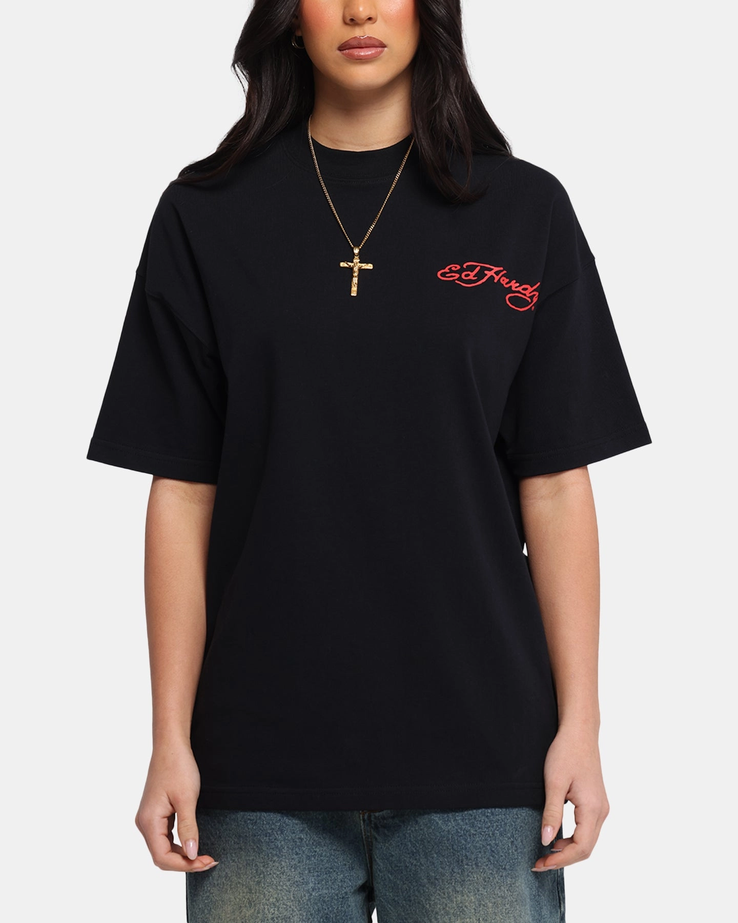 Ed Hardy Oversized Panther T-Shirt Black Stylish and Relaxed