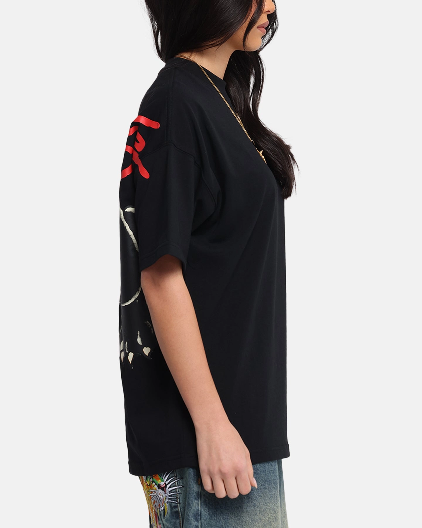 Ed Hardy Oversized Panther T-Shirt Black GarmentDyedTexture Timeless Comfort Wear
