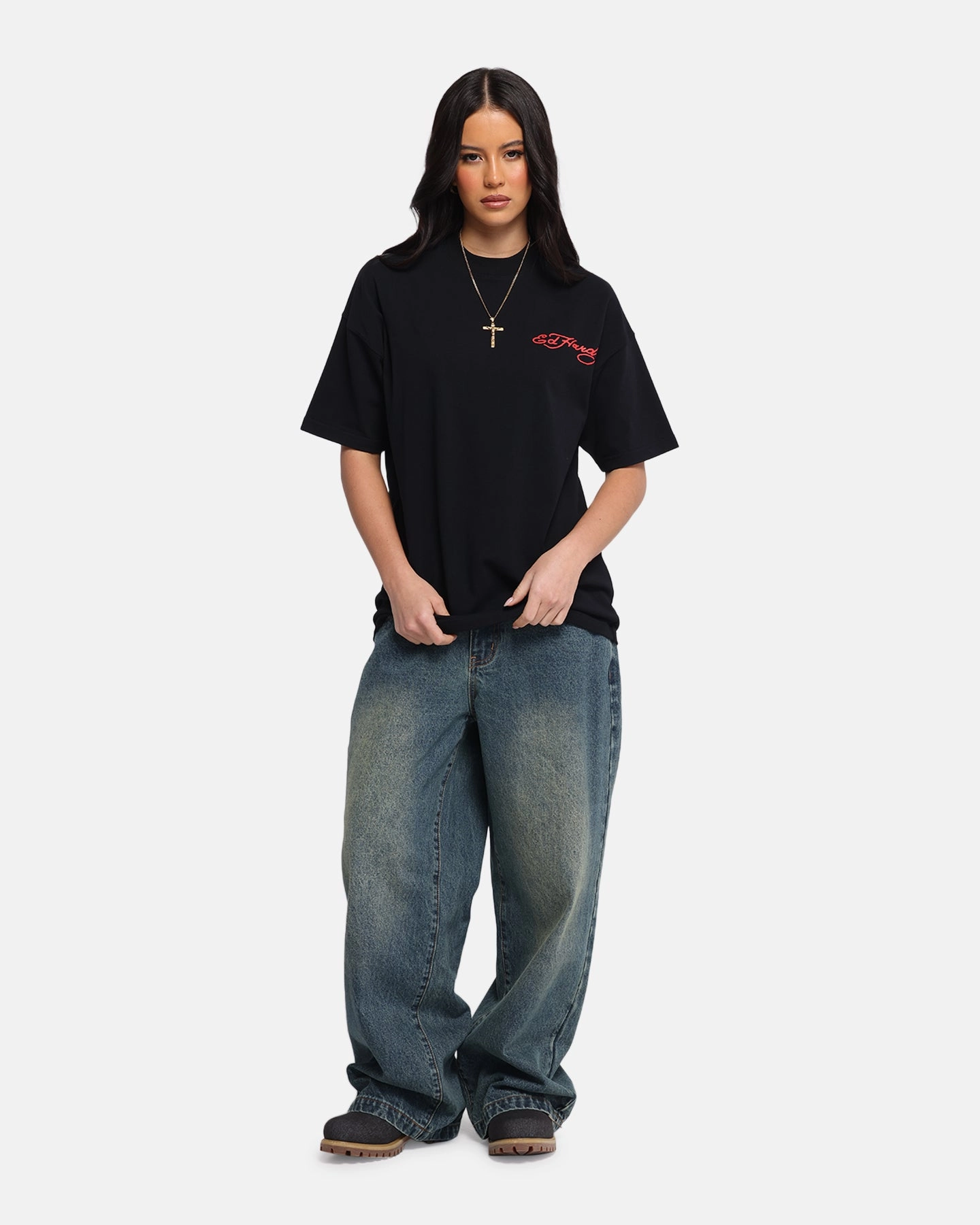 Stylish piece Everyday Outfit Ed Hardy Oversized Panther T-Shirt Black