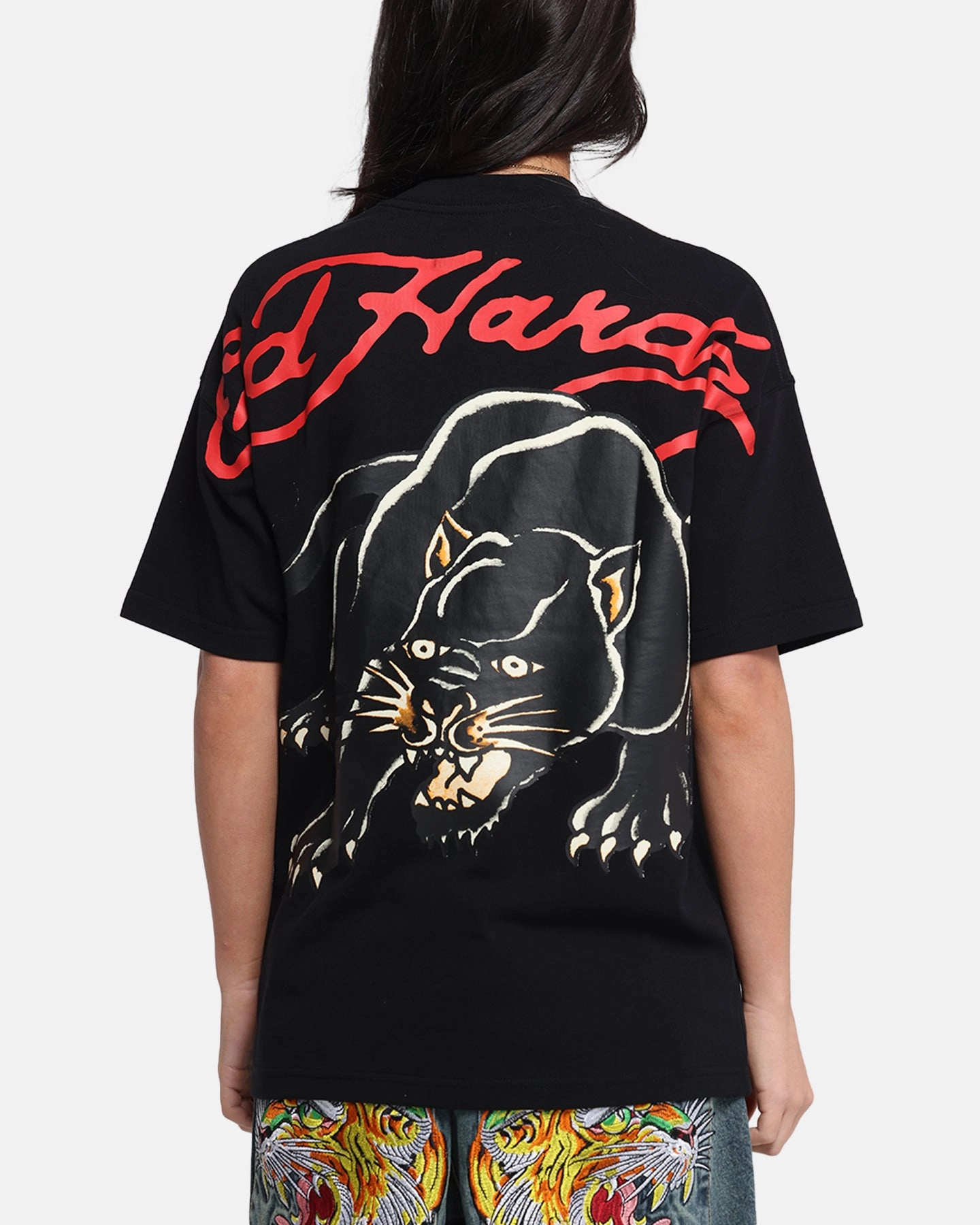Pocket Design Ed Hardy Oversized Panther T-Shirt Black