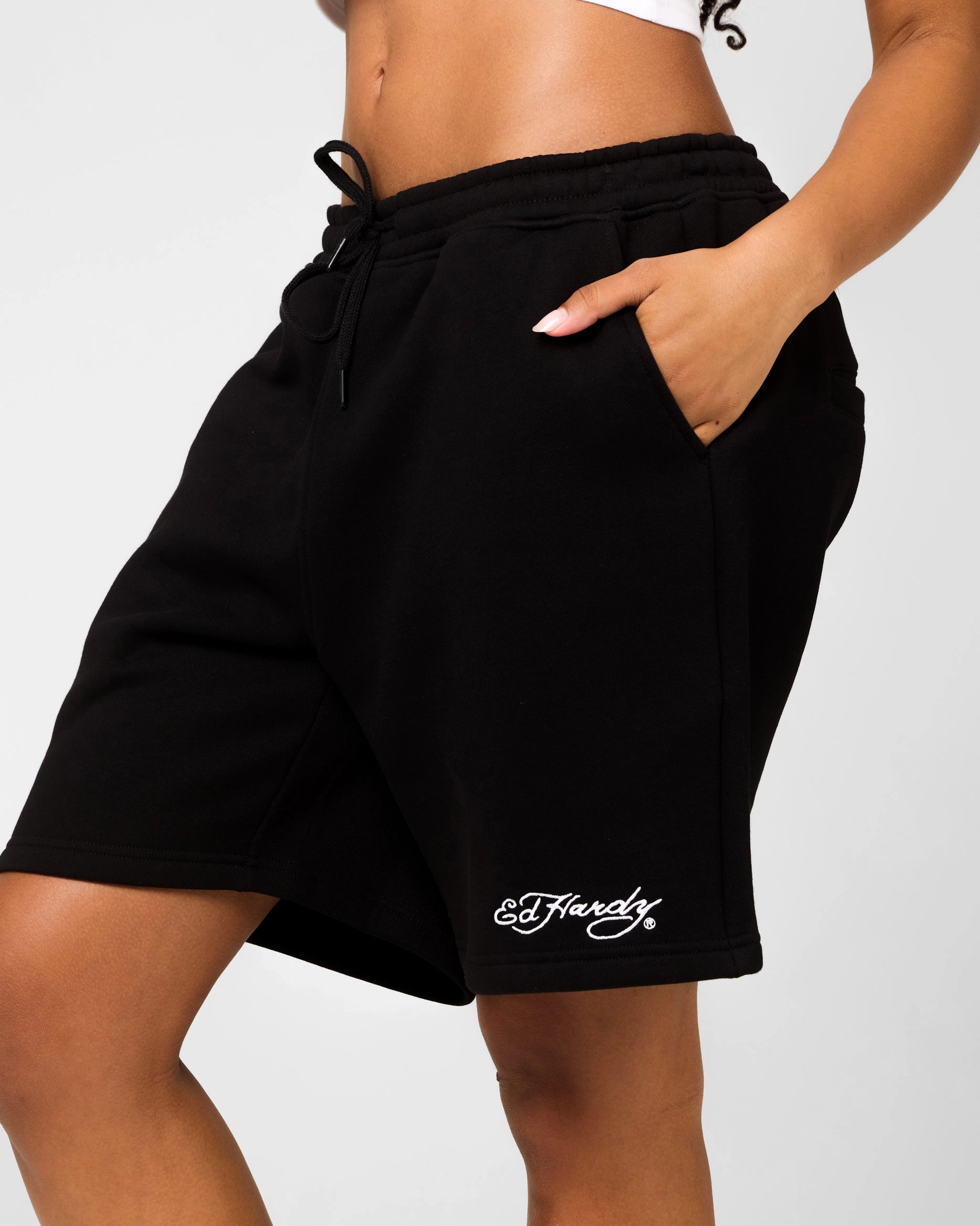 Cold Weather Gear Ed Hardy Skull Fleece Shorts Black
