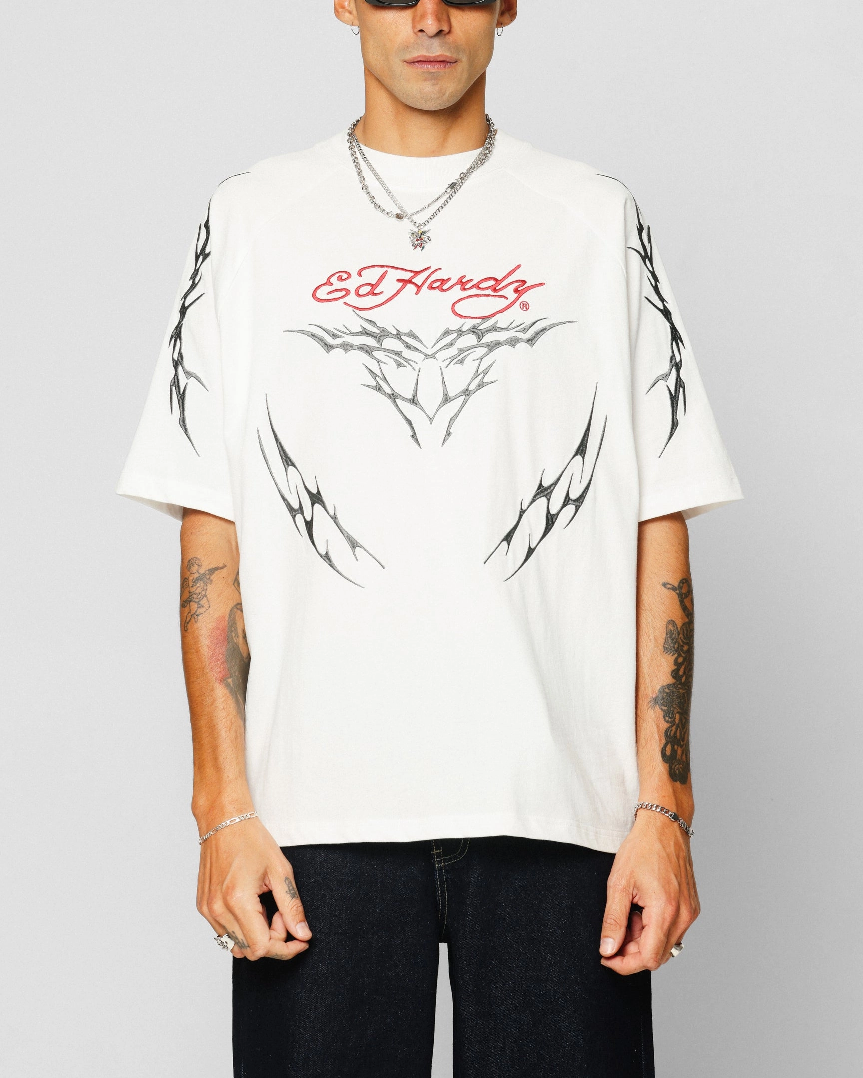 Outdoor Leisure Look Ed Hardy Techno Oversized T-Shirt Vintage Wash