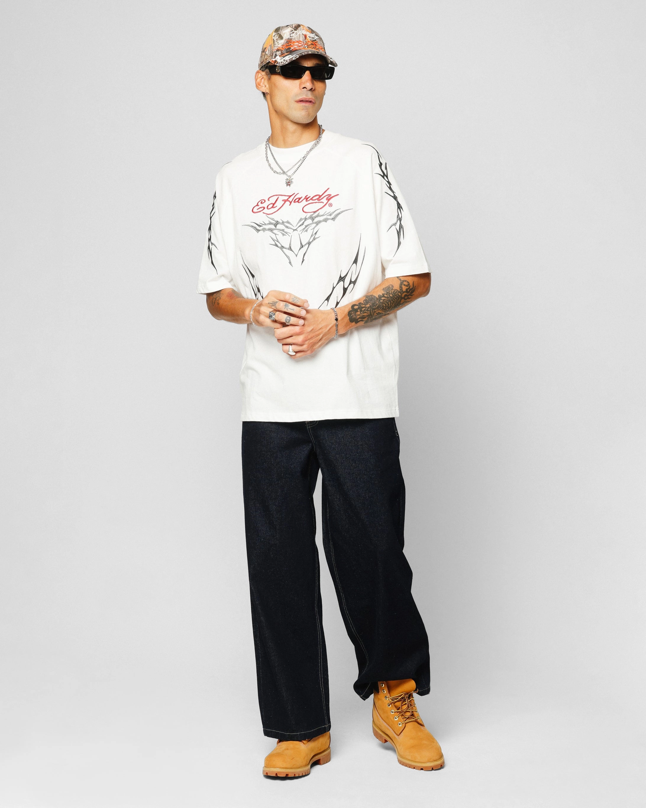 Casual Statement Ed Hardy Techno Oversized T-Shirt Vintage Wash