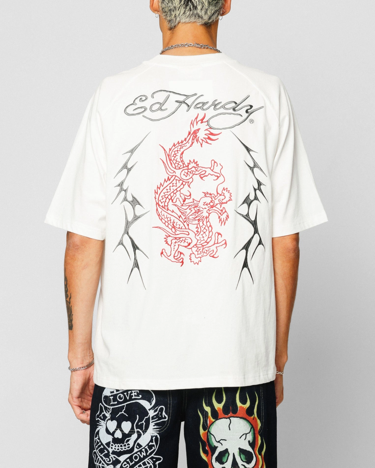 UltraLightweight Ed Hardy Techno Oversized T-Shirt Vintage Wash