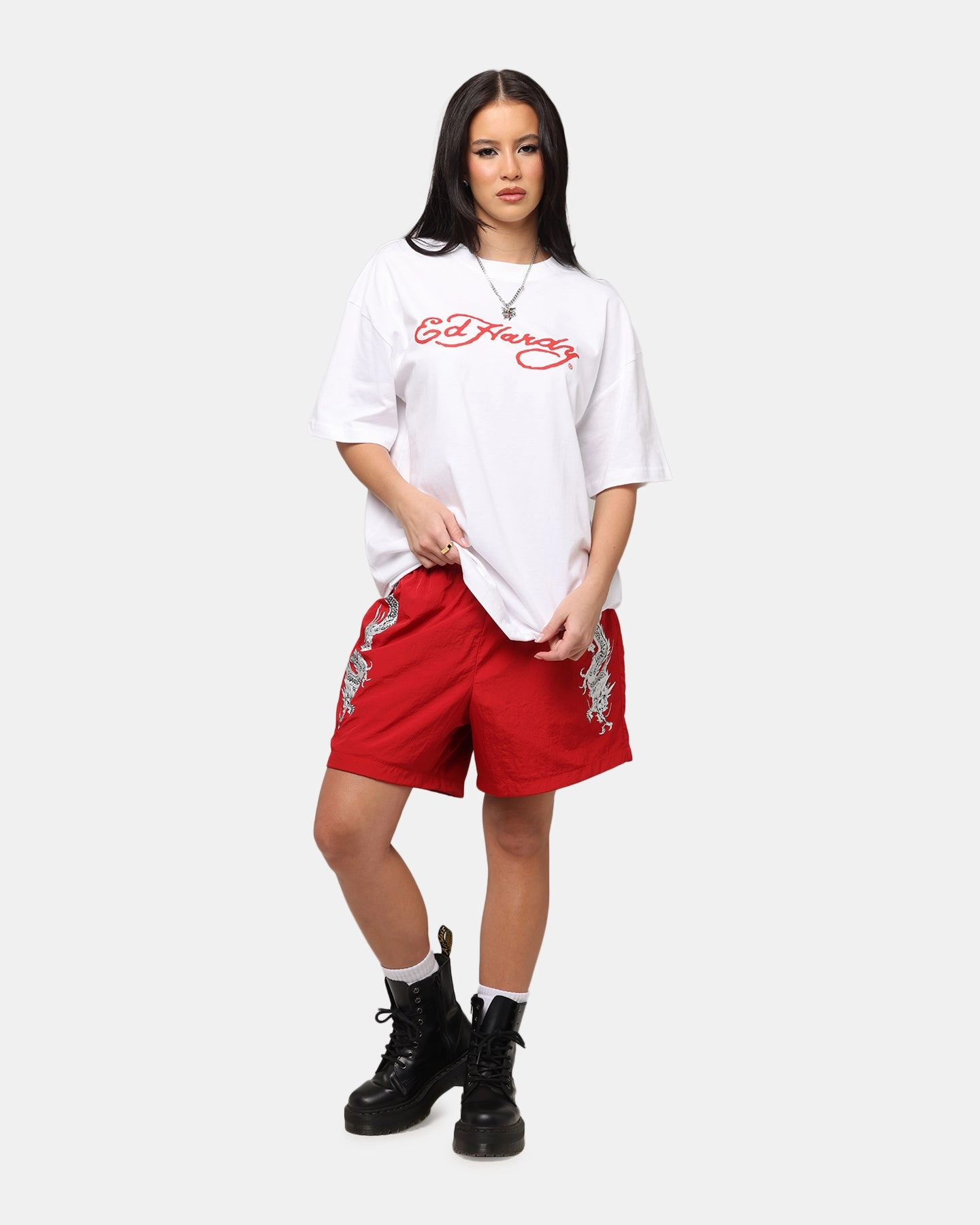 Ed Hardy Tribal Dragon Shorts Red FadeResistant Hygienic Inner Layer