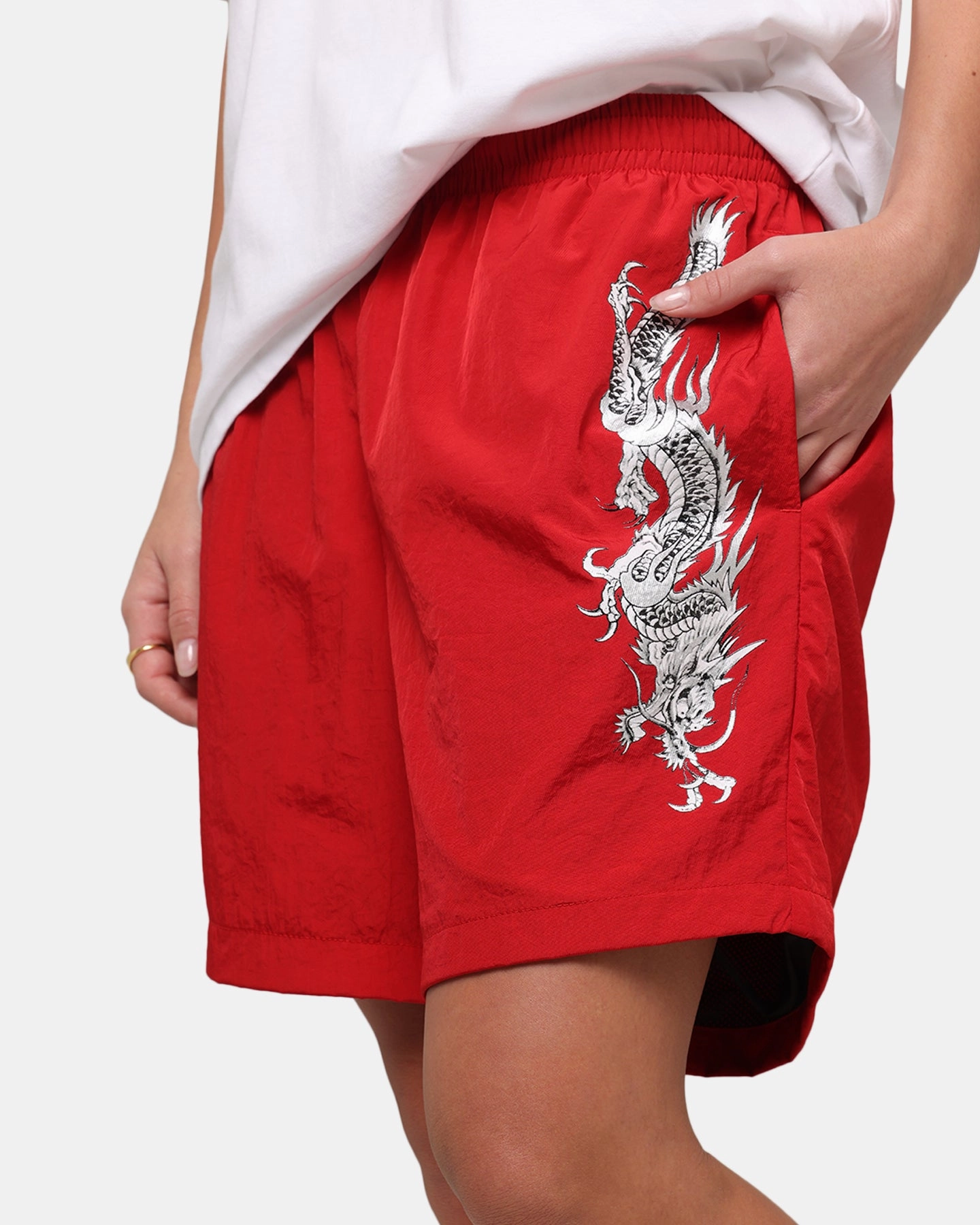 Sport Fit Ed Hardy Tribal Dragon Shorts Red